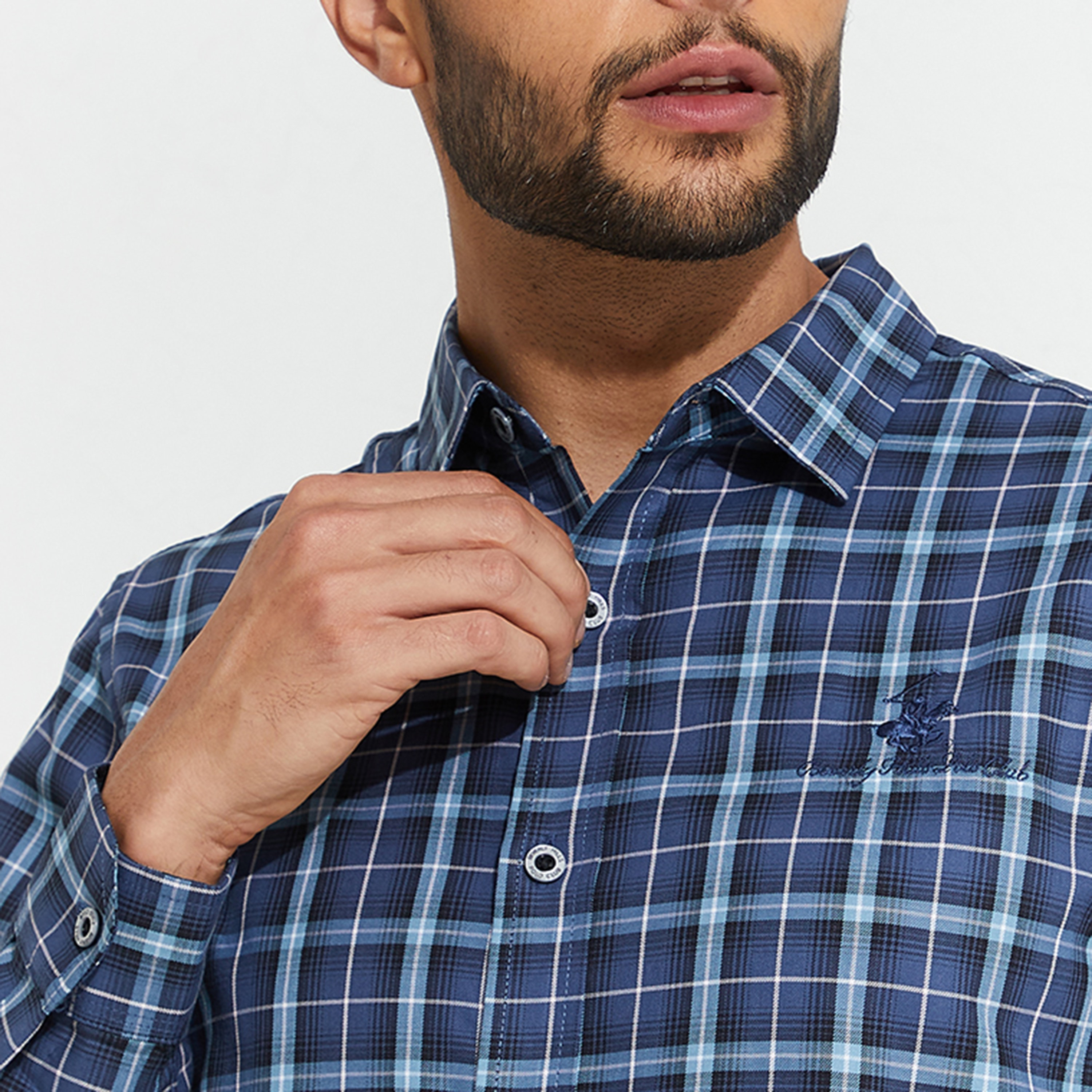 Beverly Hills Polo Club Checked Long Sleeves Casual Shirt-men-clothing-shirts-image-3