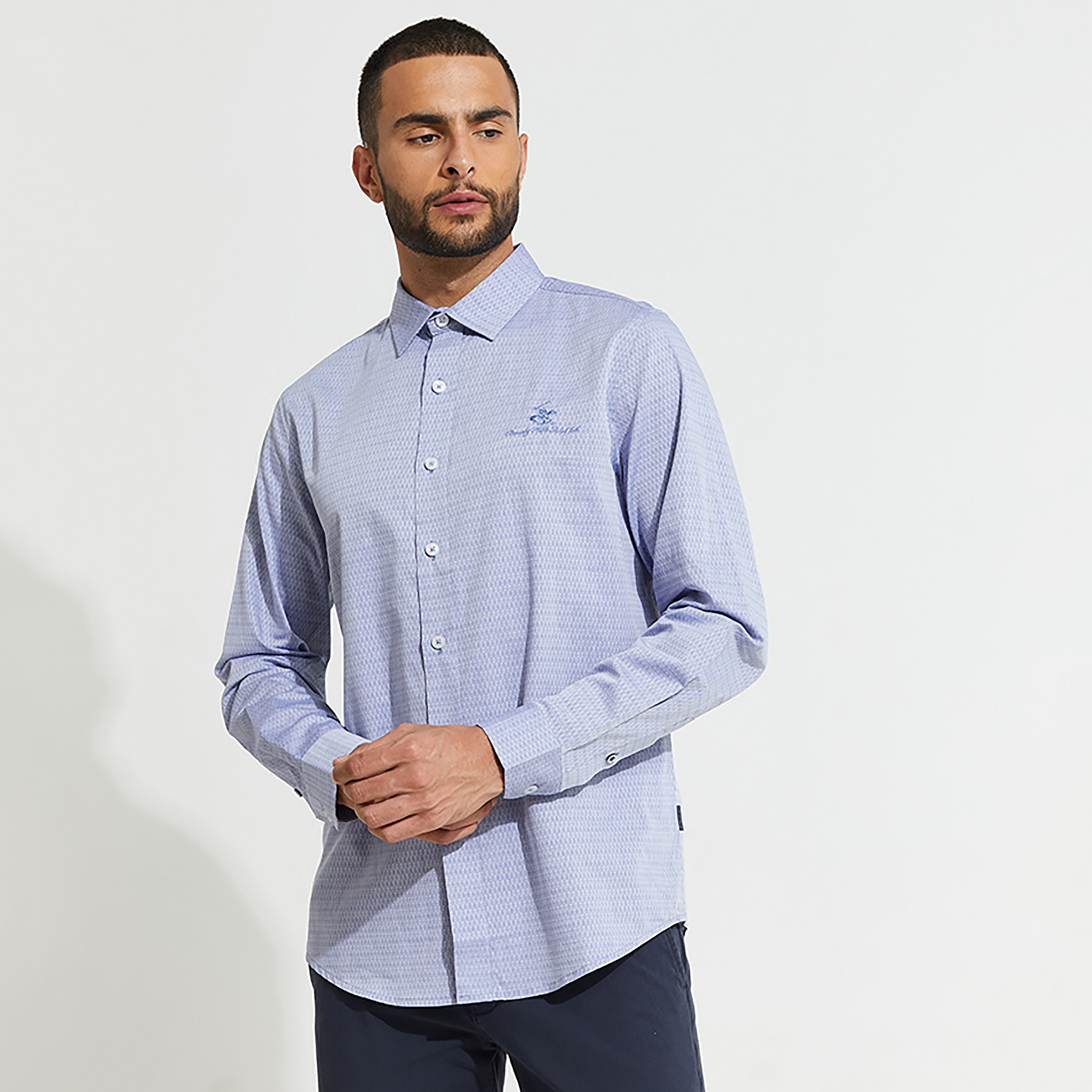 قميص كاجوال بياقة مزخرفة وأكمام طويلة من بيفرلي هيلز بولو كلوب-men-clothing-shirts-image-1