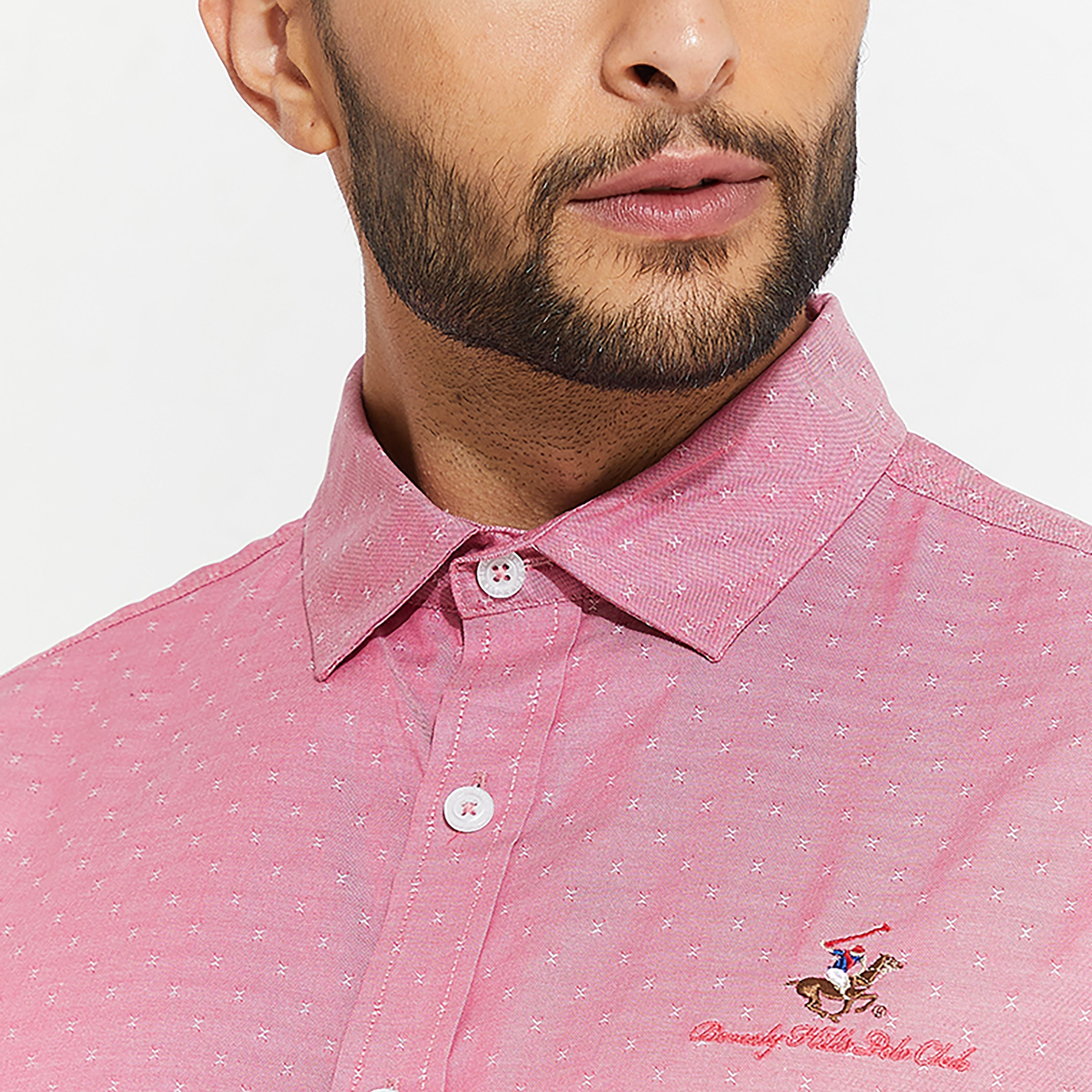 بيفرلي هيلز بولو كلوب-  تي شيرت رجالي منقط بياقة وأكمام طويلة-men-clothing-shirts-image-3