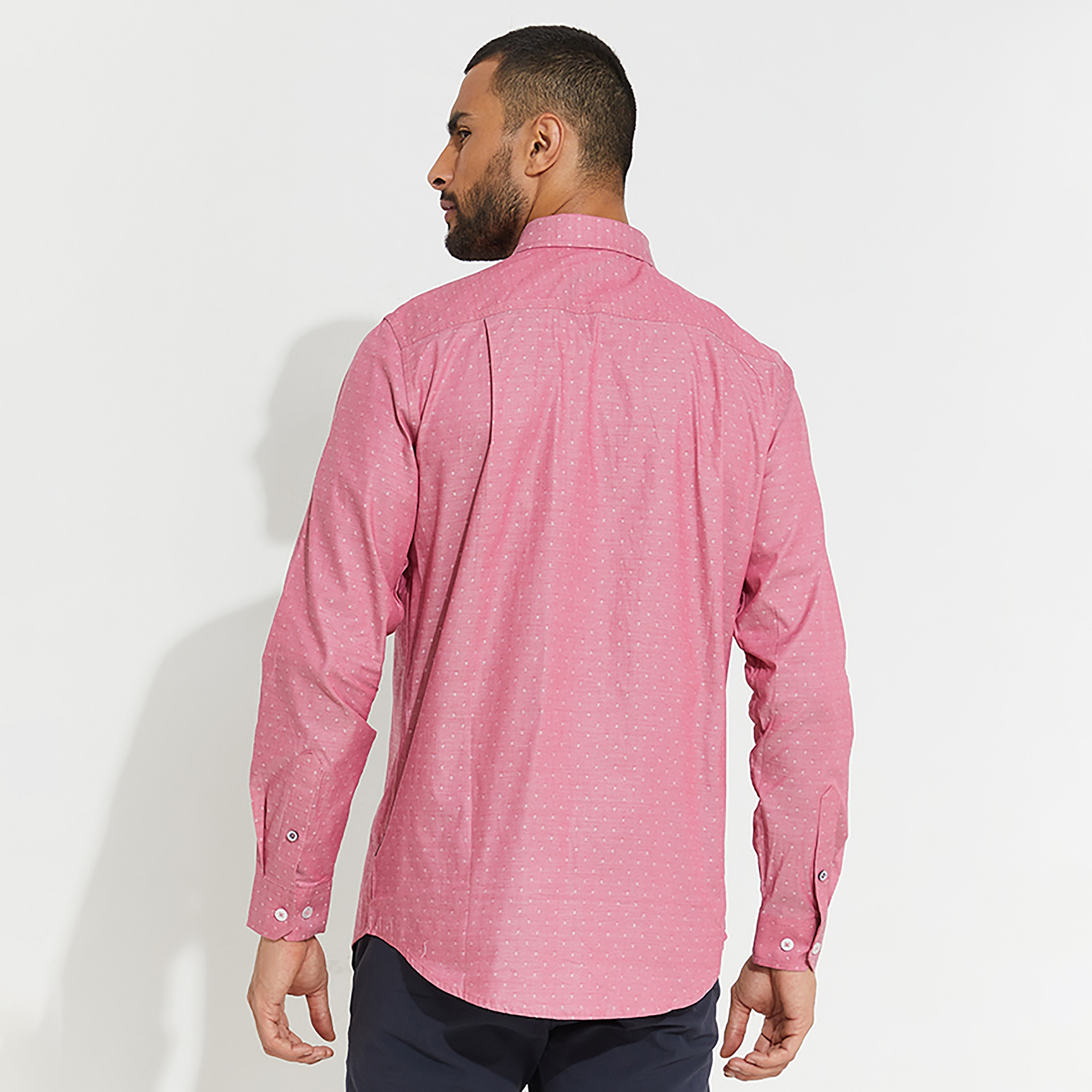 Beverly Hills Polo Club Men's Polka Dot Collared Long Sleeve Shirt-men-clothing-shirts-image-4