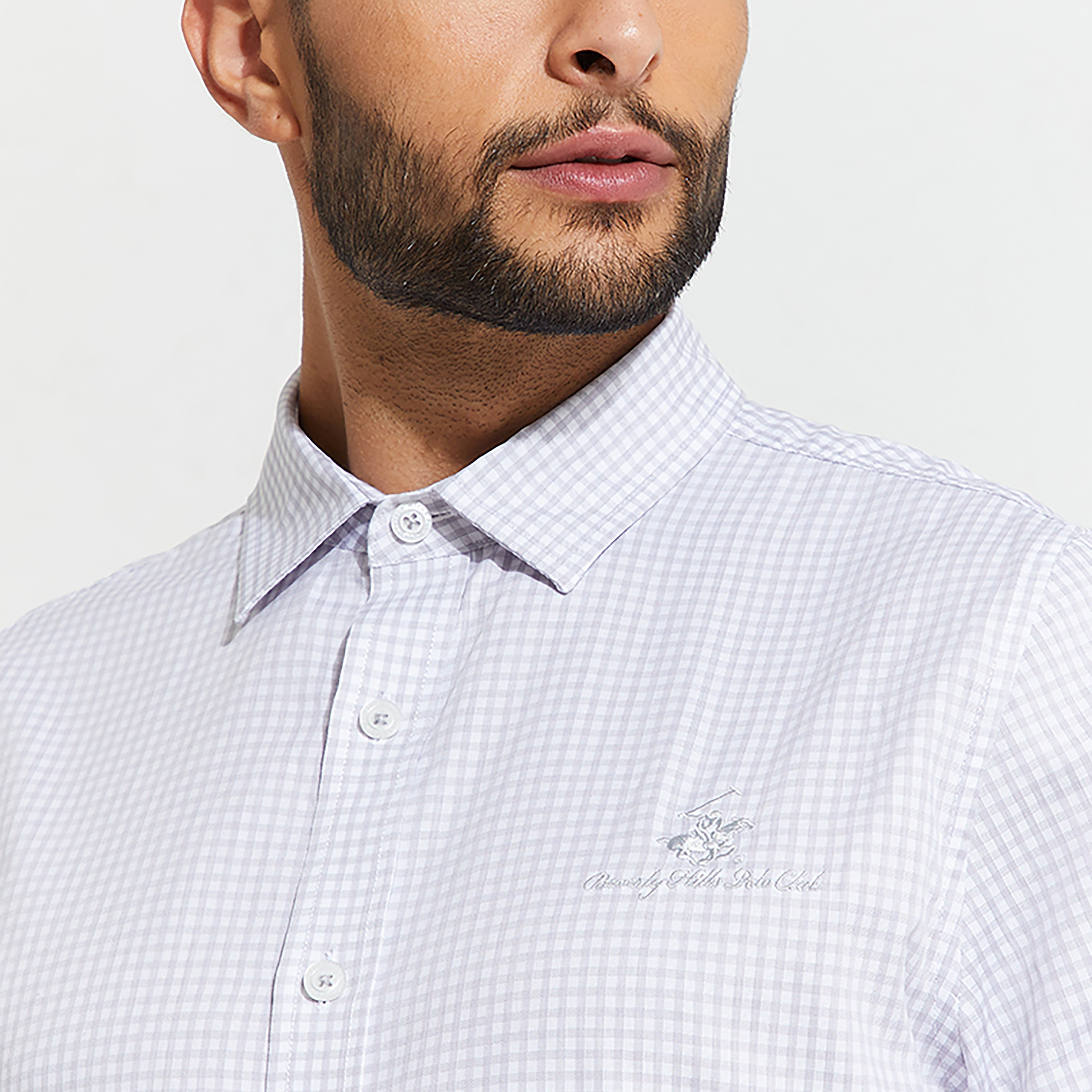 قميص بأكمام طويلة وياقة بتصميم مربعات من بيفرلي هيلز بولو كلوب -men-clothing-shirts-image-3