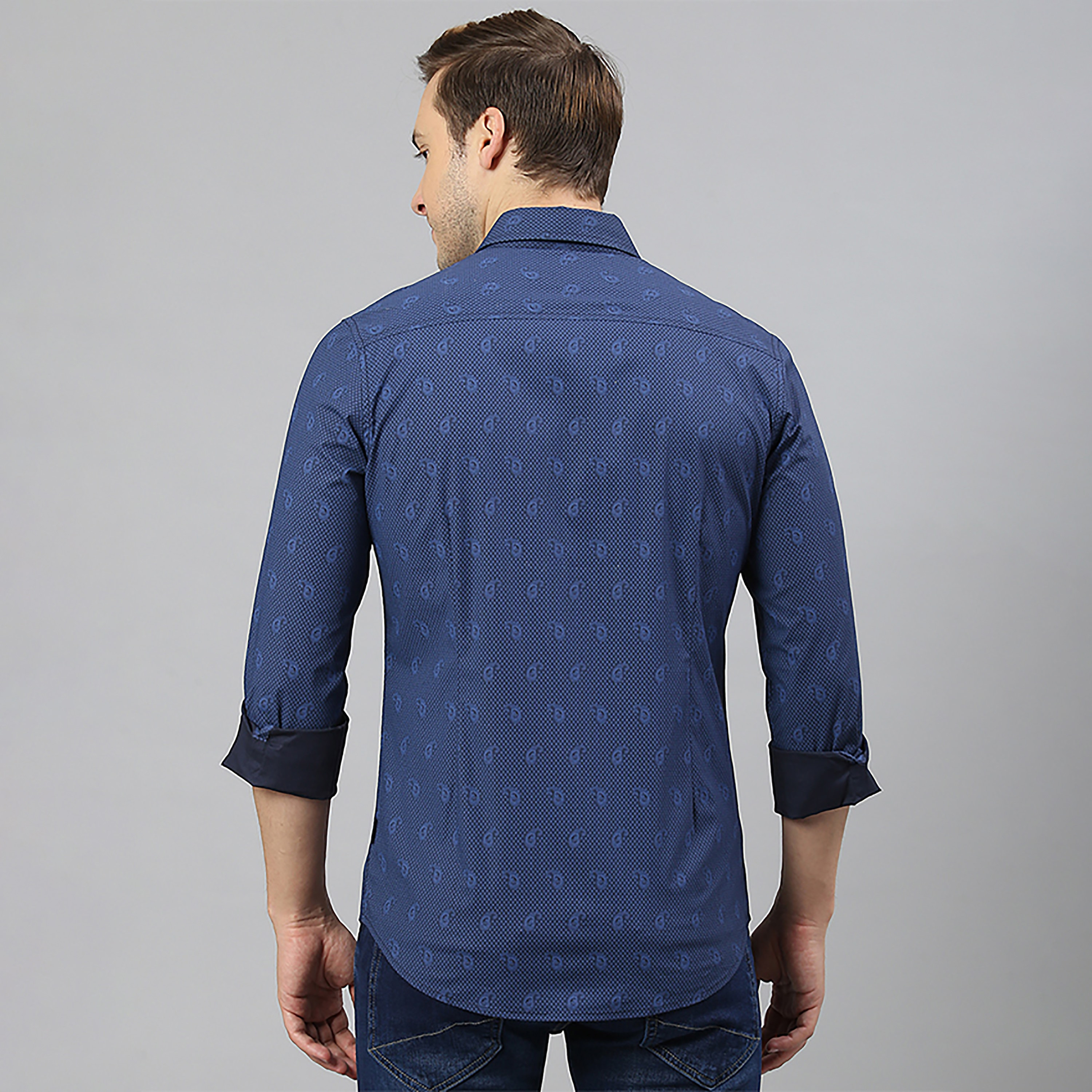 قميص كاجوال مطبوعة بلون أزرق بقصة عادية وأكمام طويلة من بيفرلي هيلز بولو كلوب-men-clothing-shirts-image-4