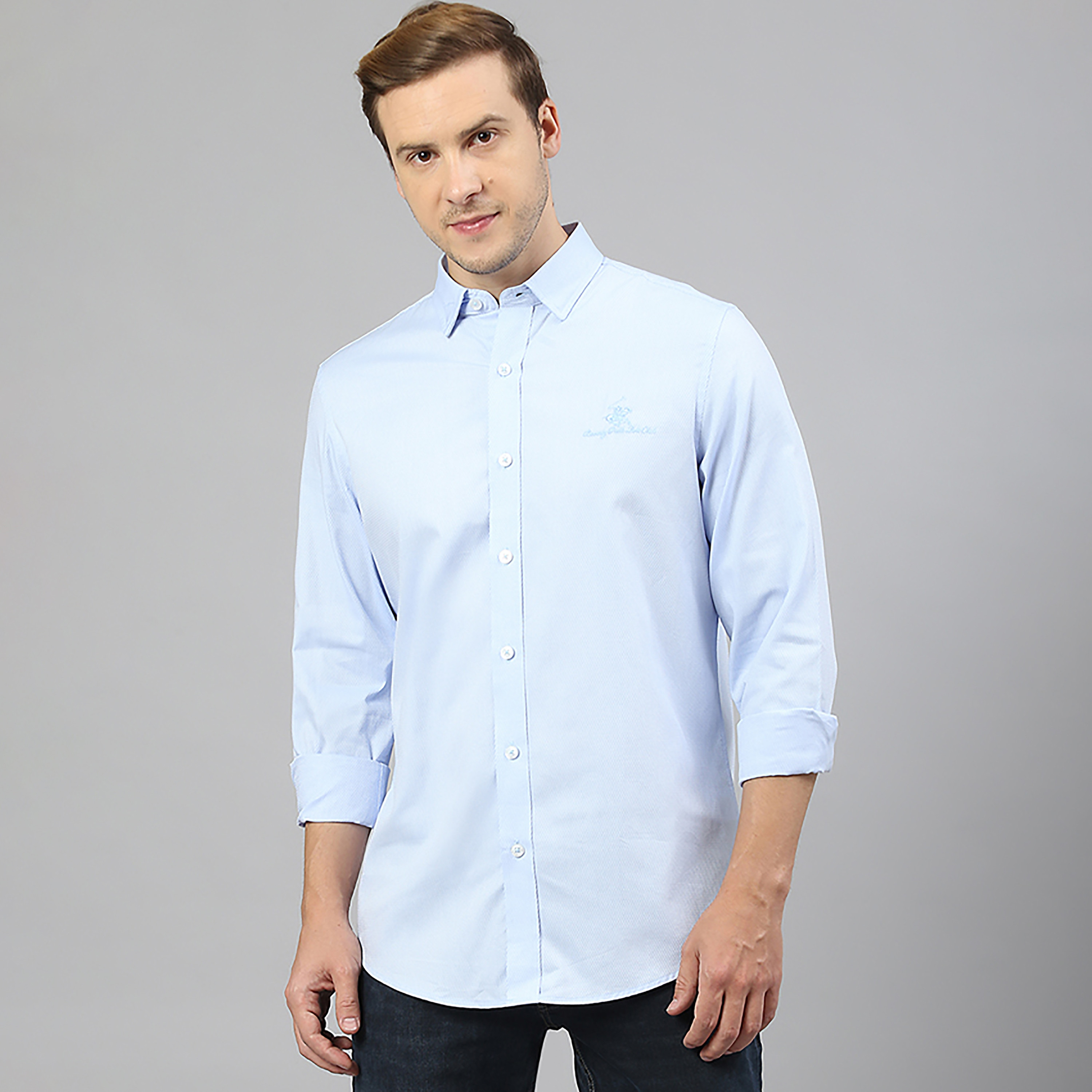 قميص كاجوال بياقة سادة وأكمام طويلة من بيفرلي هيلز بولو كلوب -men-clothing-shirts-image-1