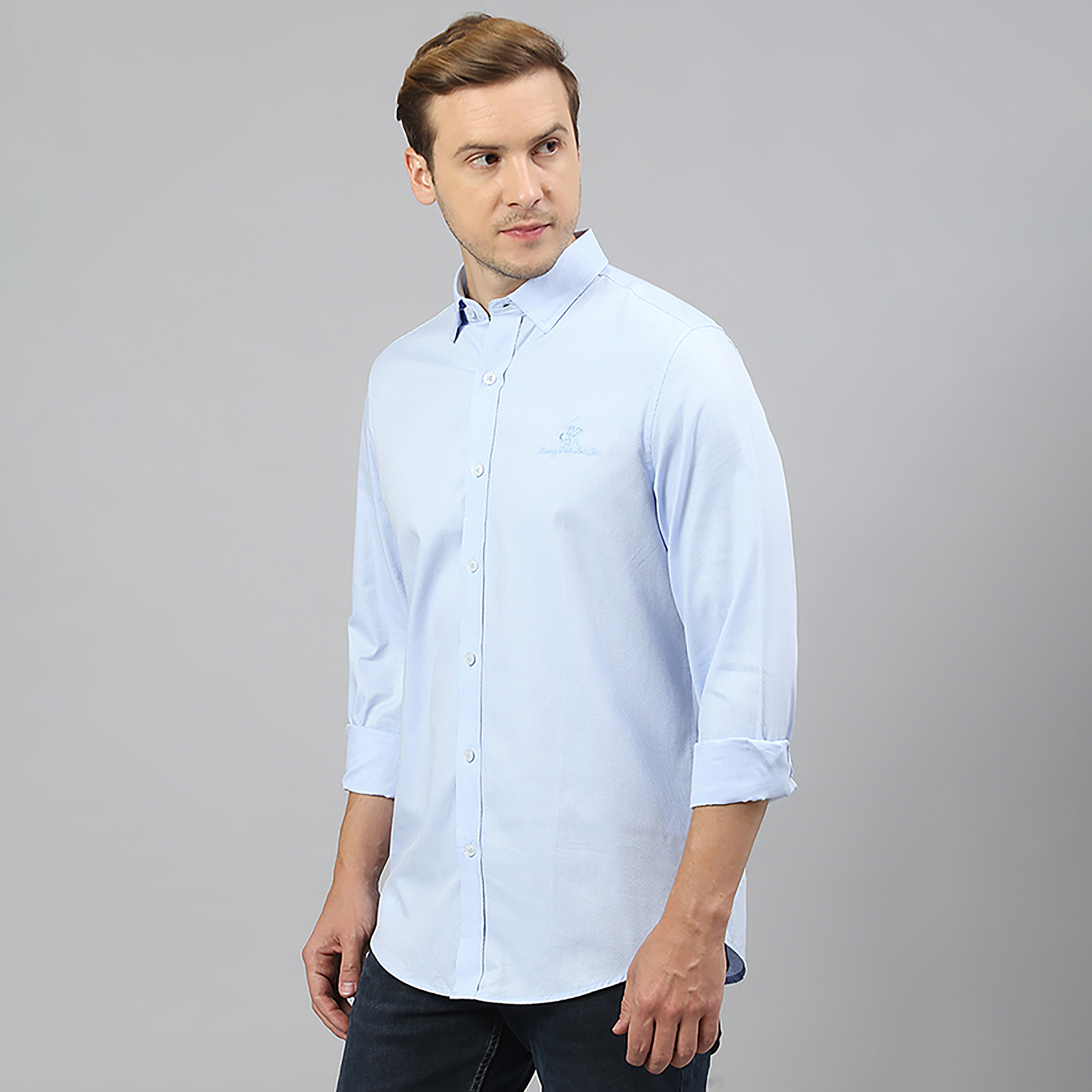قميص كاجوال بياقة سادة وأكمام طويلة من بيفرلي هيلز بولو كلوب -men-clothing-shirts-image-2