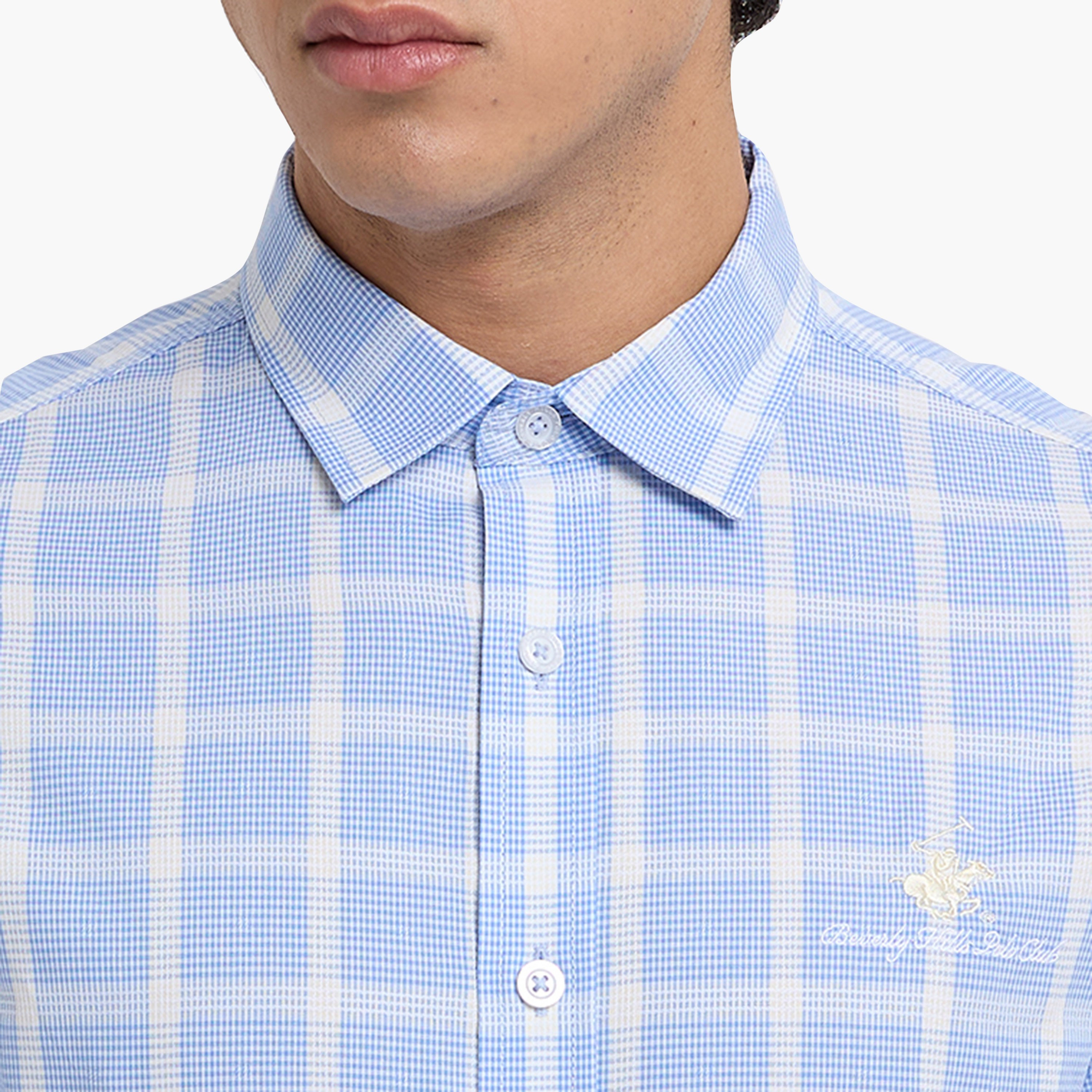 Beverly Hills Polo Club Regular Fit Checked Spread Collar Long Sleeves Men's Shirt-men-clothing-shirts-image-2
