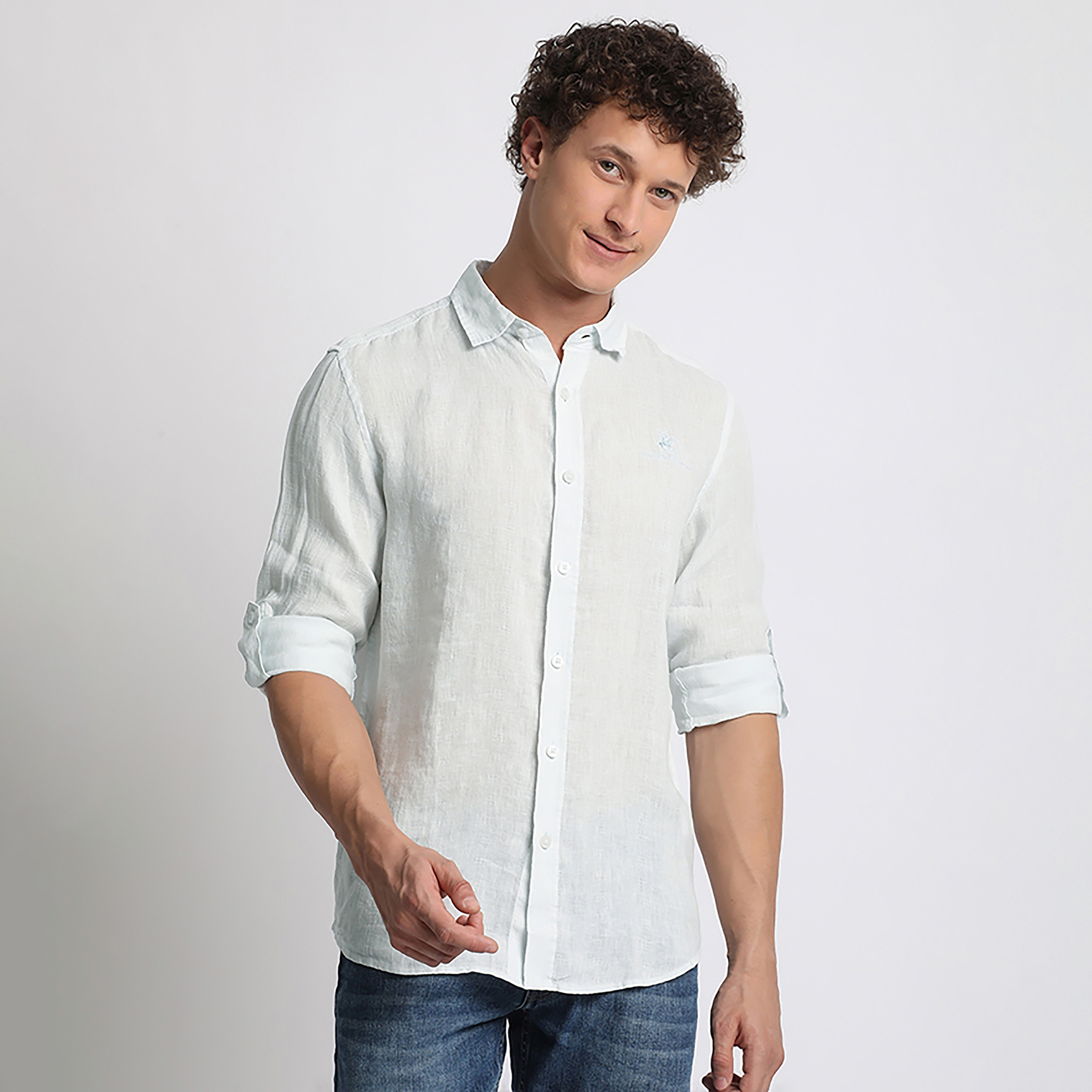 قميص كاجوال سادة من بيفرلي هيلز بولو كلوب بأكمام قابلة للطي وياقة كلاسيكية-men-clothing-shirts-image-17
