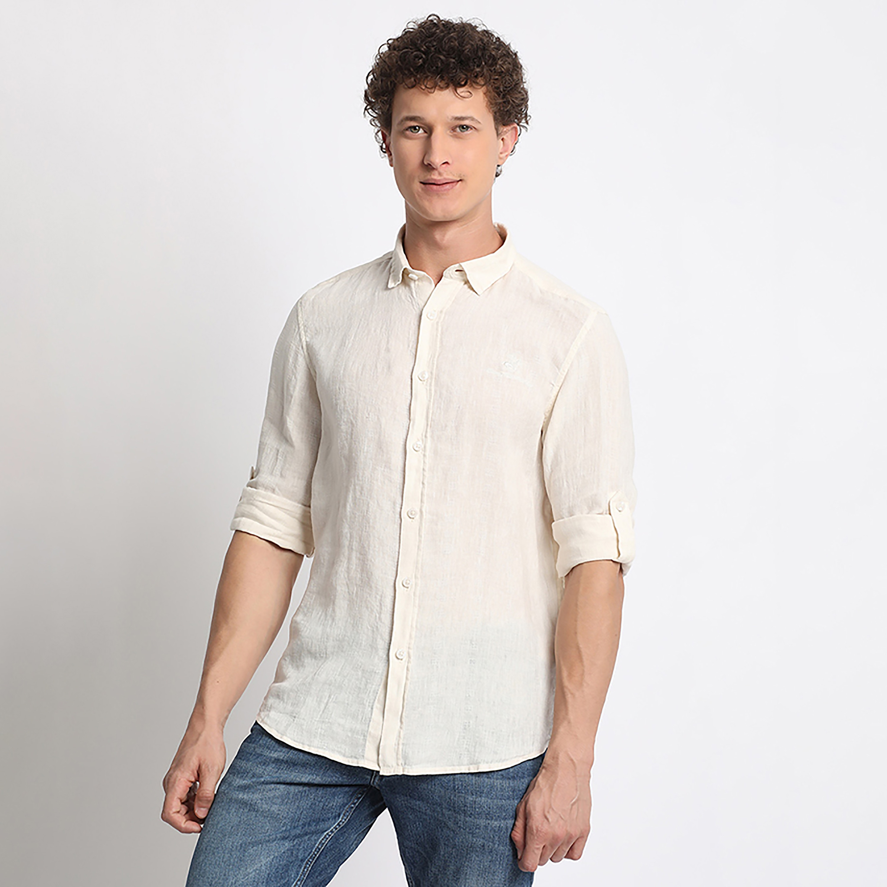 قميص كاجوال سادة من بيفرلي هيلز بولو كلوب بأكمام قابلة للطي وياقة كلاسيكية-men-clothing-shirts-image-1