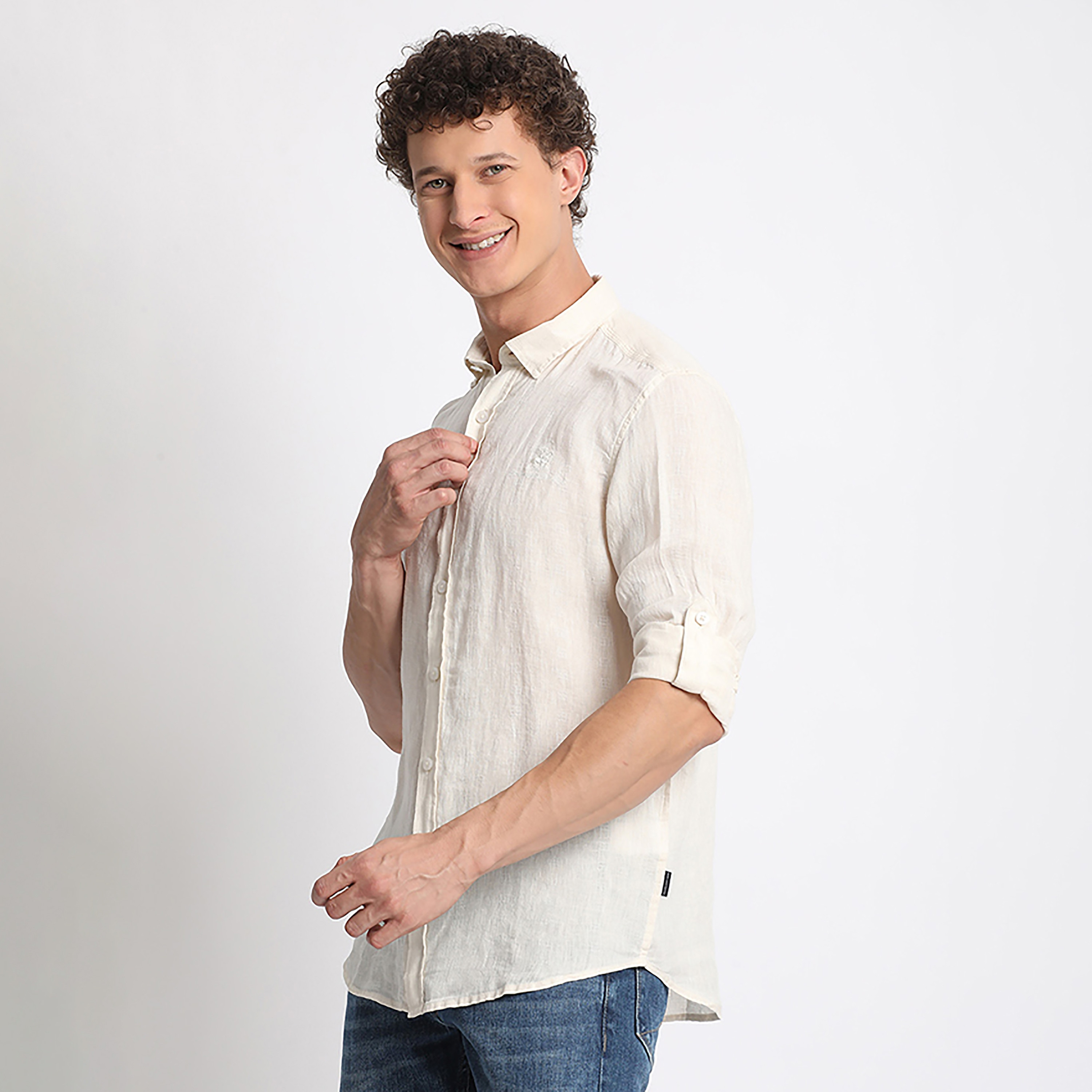 Beverly Hills Polo Club Plain Classic Collar Roll-Up Sleeve Casual Shirt-men-clothing-shirts-image-2