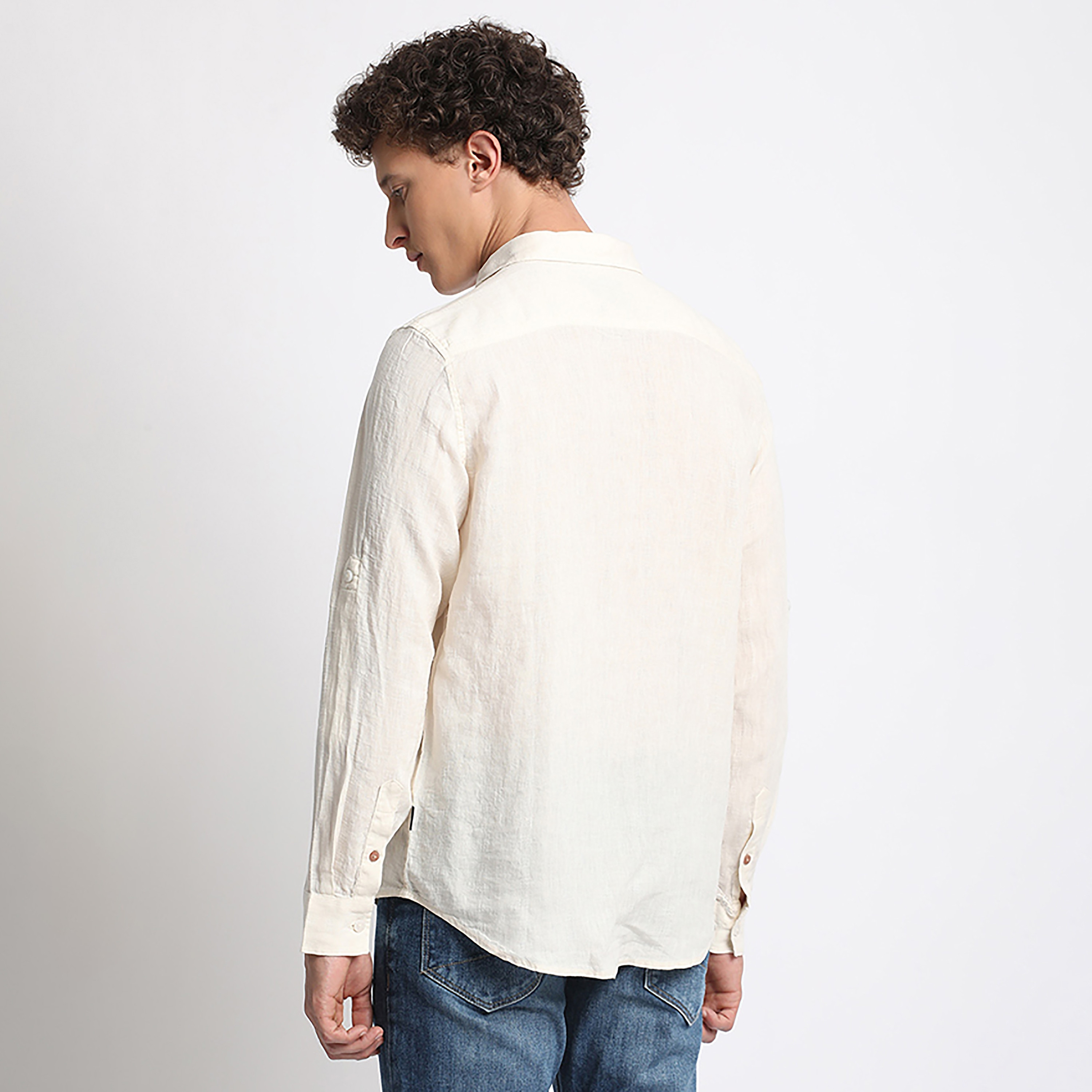 Beverly Hills Polo Club Plain Classic Collar Roll-Up Sleeve Casual Shirt-men-clothing-shirts-image-4