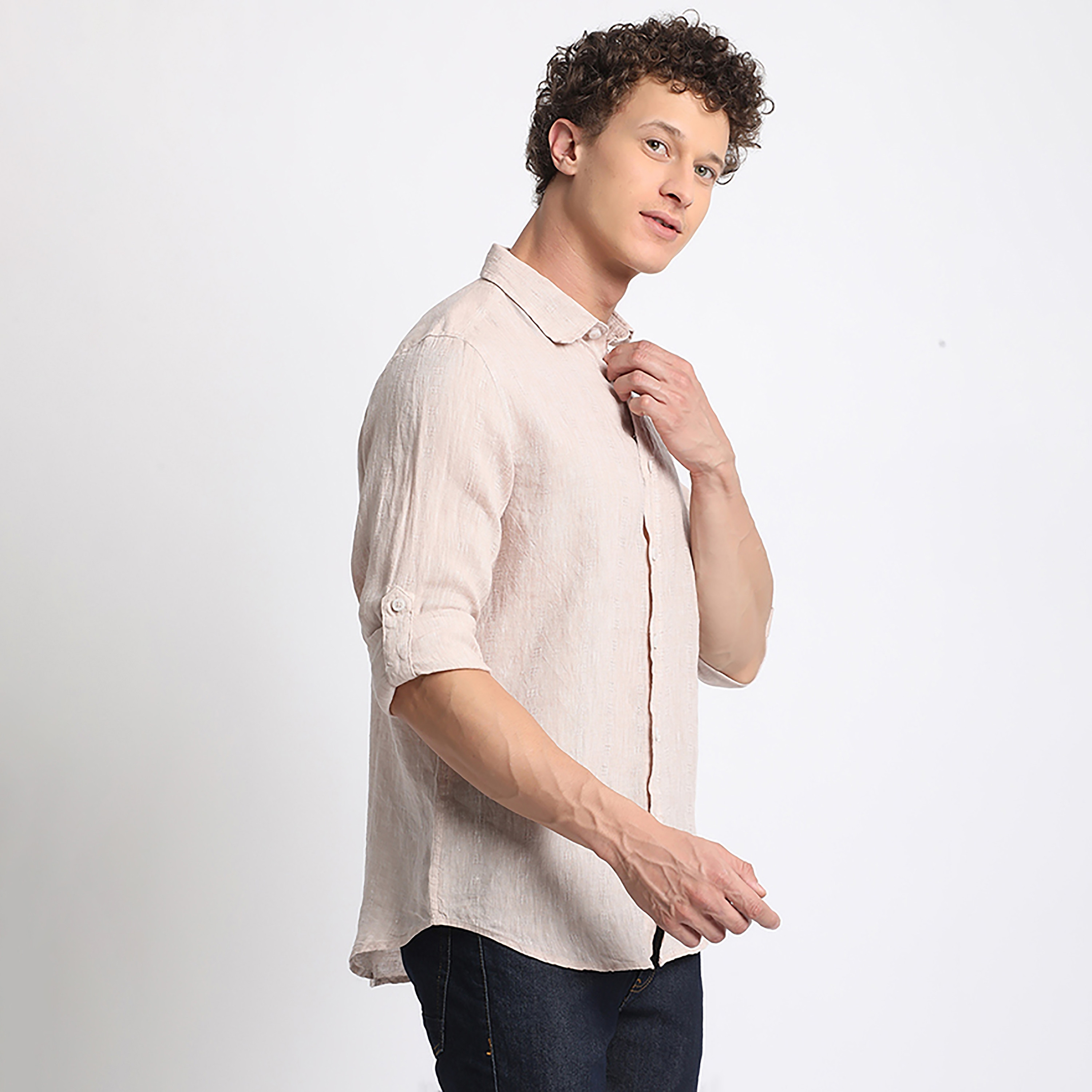 Beverly Hills Polo Club Plain Classic Collar Roll-Up Sleeve Casual Shirt-men-clothing-shirts-image-3