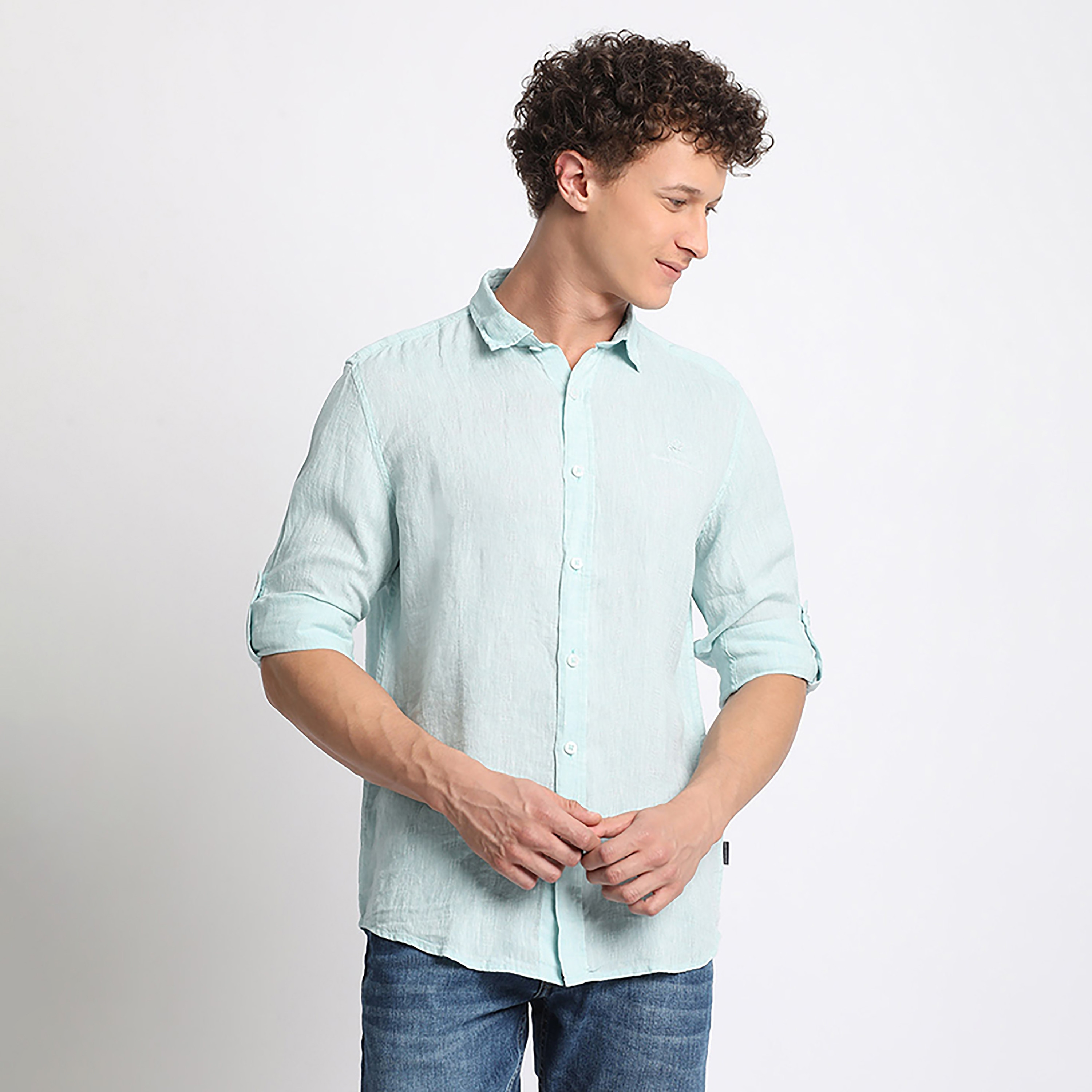 قميص كاجوال سادة من بيفرلي هيلز بولو كلوب بأكمام قابلة للطي وياقة كلاسيكية-men-clothing-shirts-image-9