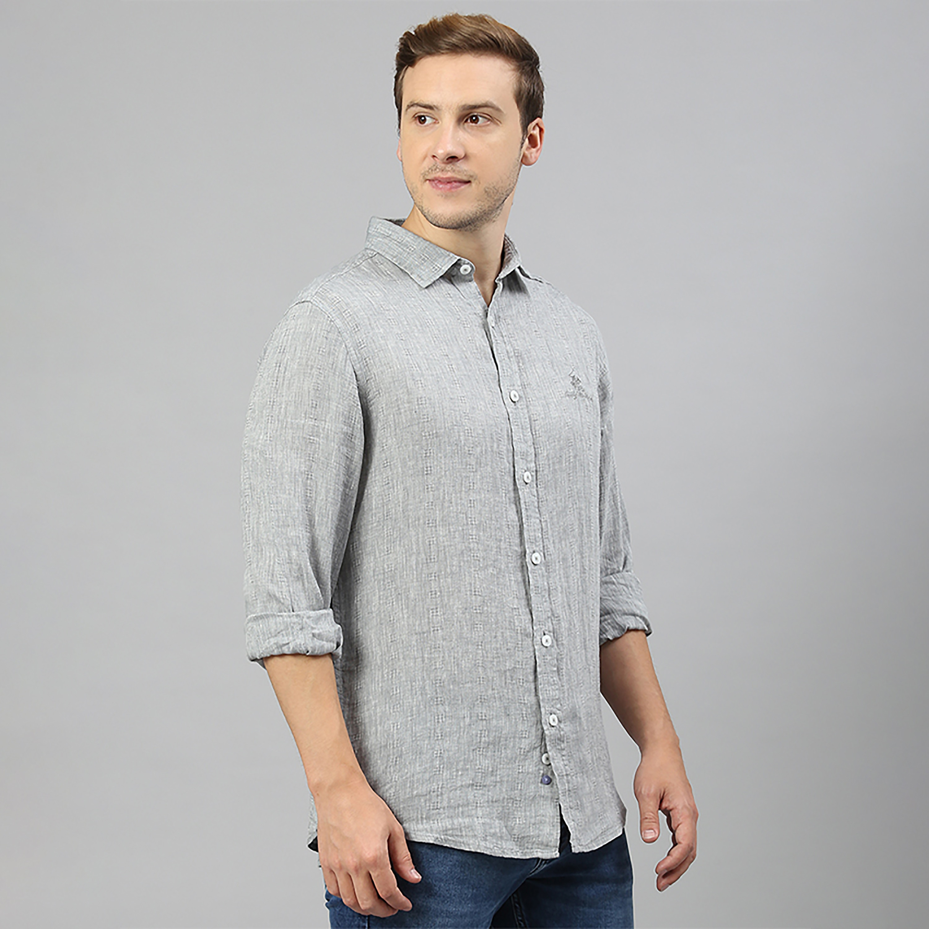 قميص كاجوال بشعار بيفرلي هيلز بولو كلوب بلون أزرق بقصة عادية وأكمام طويلة-men-clothing-shirts-image-3