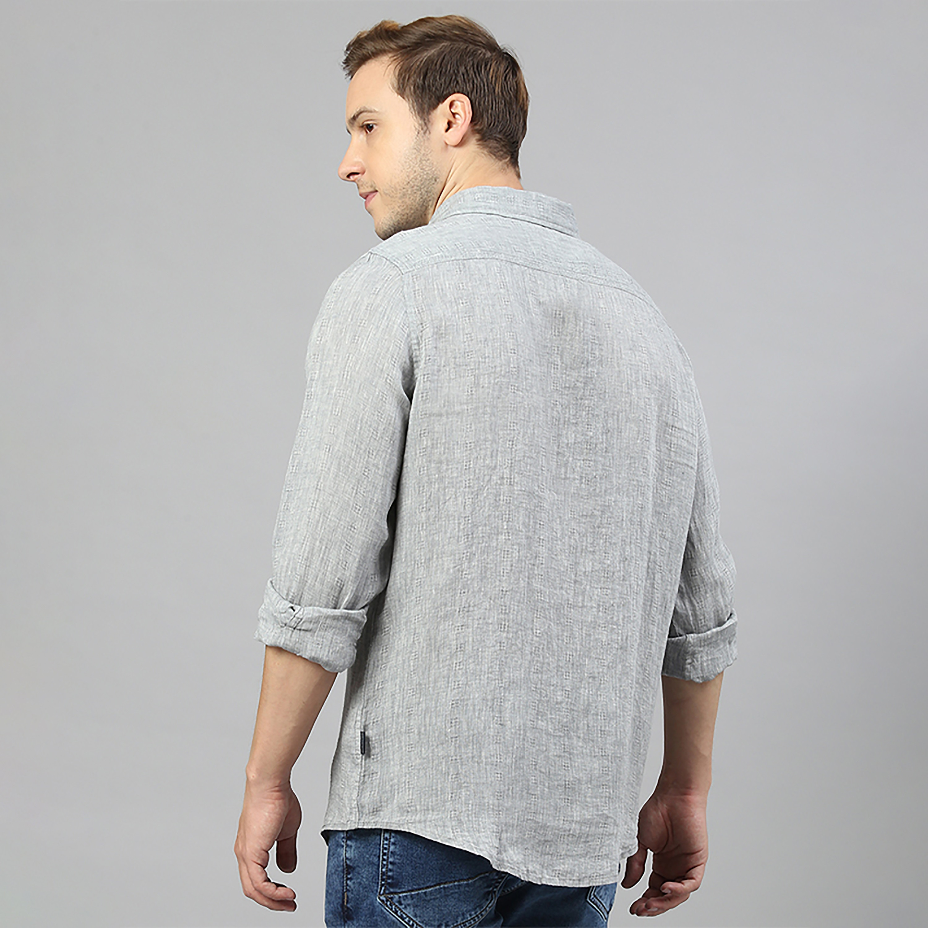 قميص كاجوال بشعار بيفرلي هيلز بولو كلوب بلون أزرق بقصة عادية وأكمام طويلة-men-clothing-shirts-image-4