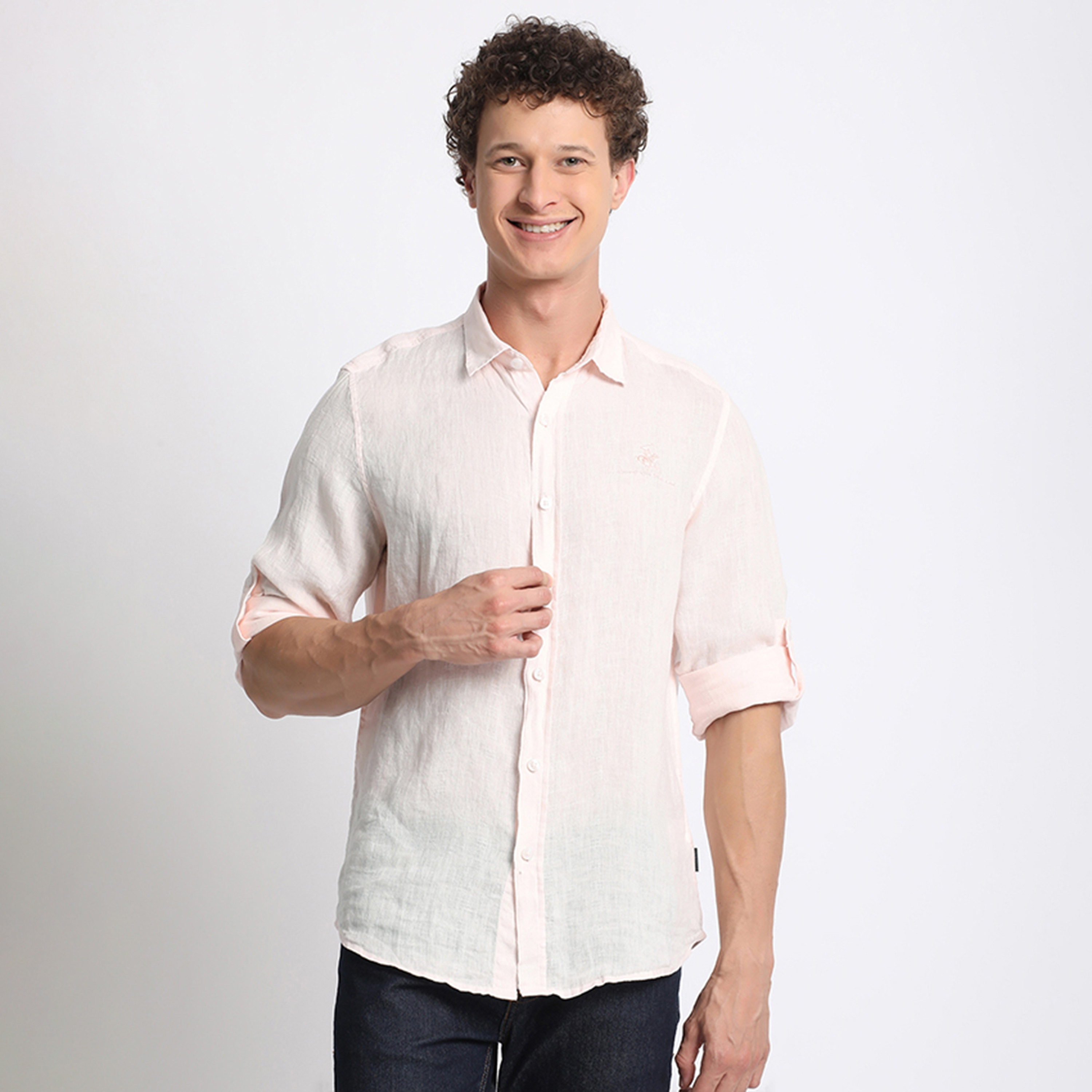 Beverly Hills Polo Club Regular Fit Plain Collared Long Sleeves Shirt-men-clothing-shirts-image-1