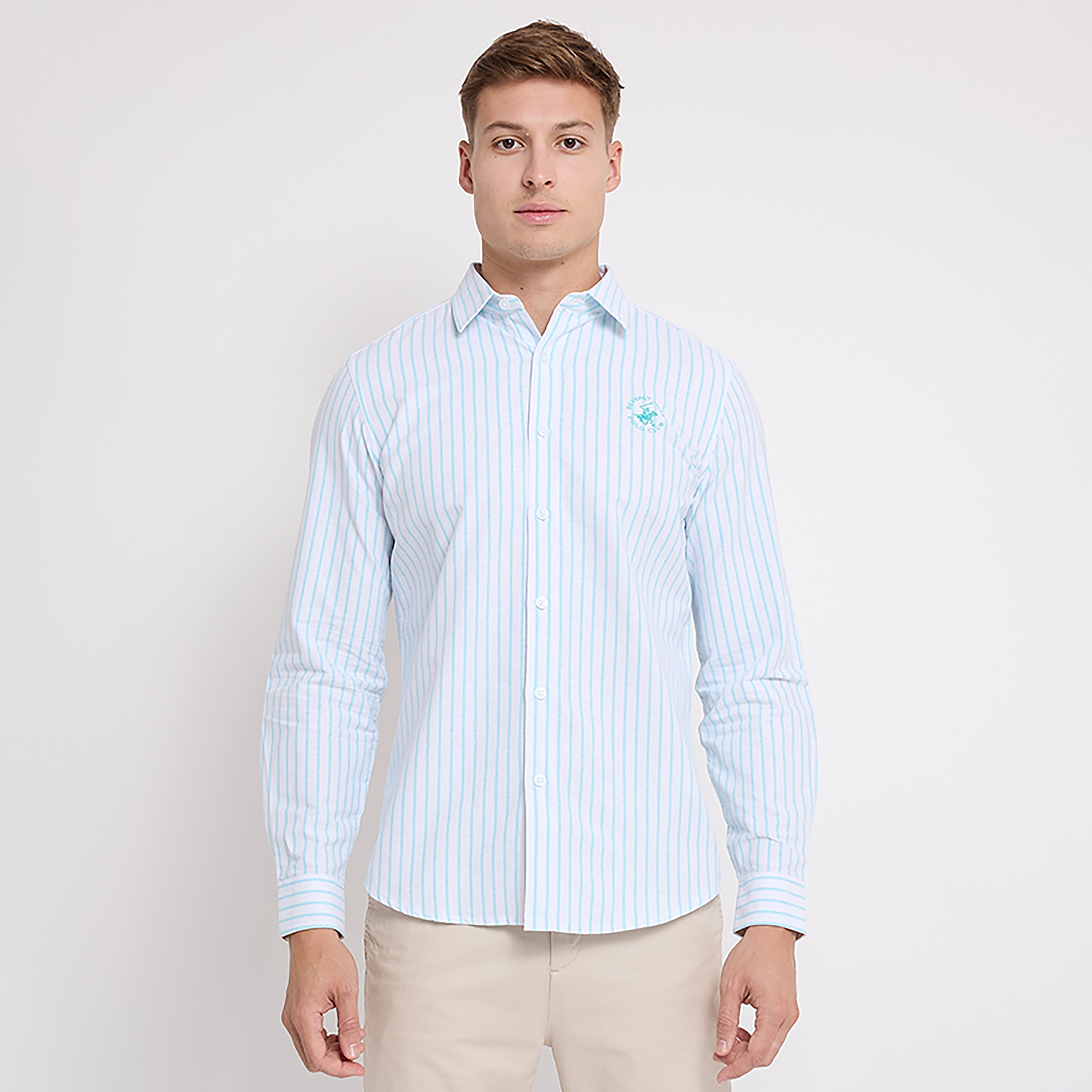 قميص كاجوال بياقة مزينة بأشرطة وأكمام طويلة من بيفرلي هيلز بولو كلوب-men-clothing-shirts-image-5