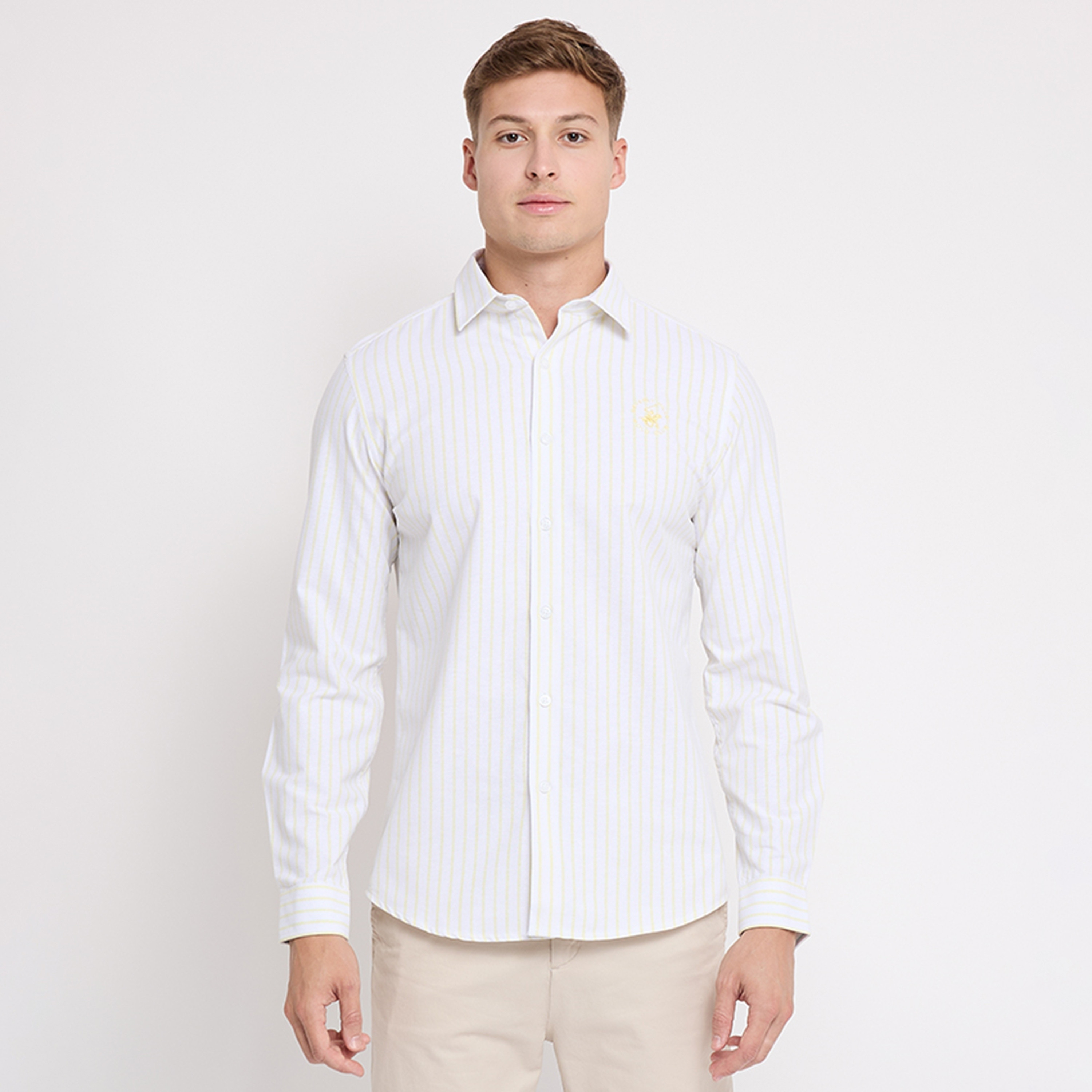 نادي بيفرلي هيلز للبولو قميص رجالي بياقة مخططة بأكمام طويلة-men-clothing-shirts-image-1