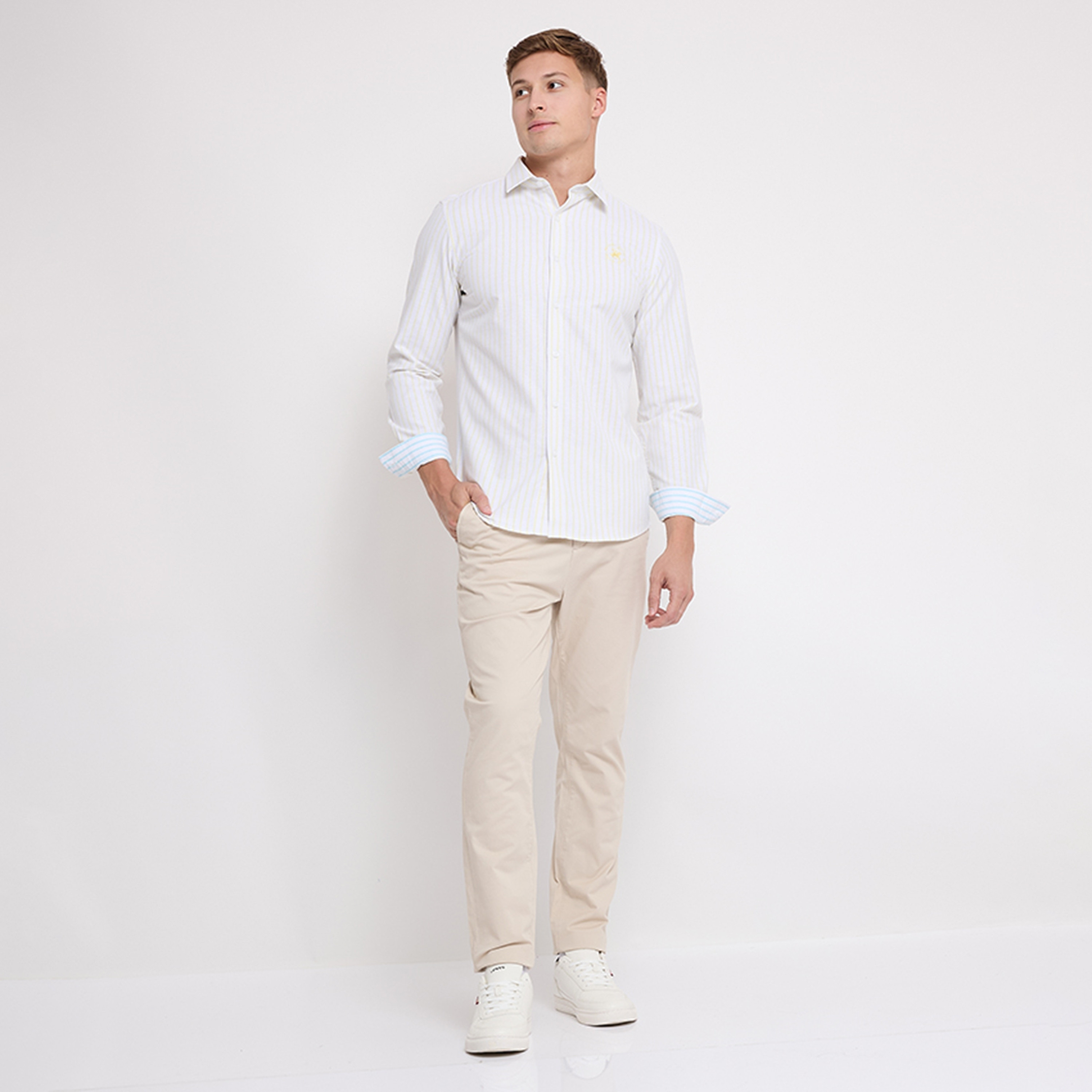 نادي بيفرلي هيلز للبولو قميص رجالي بياقة مخططة بأكمام طويلة-men-clothing-shirts-image-2