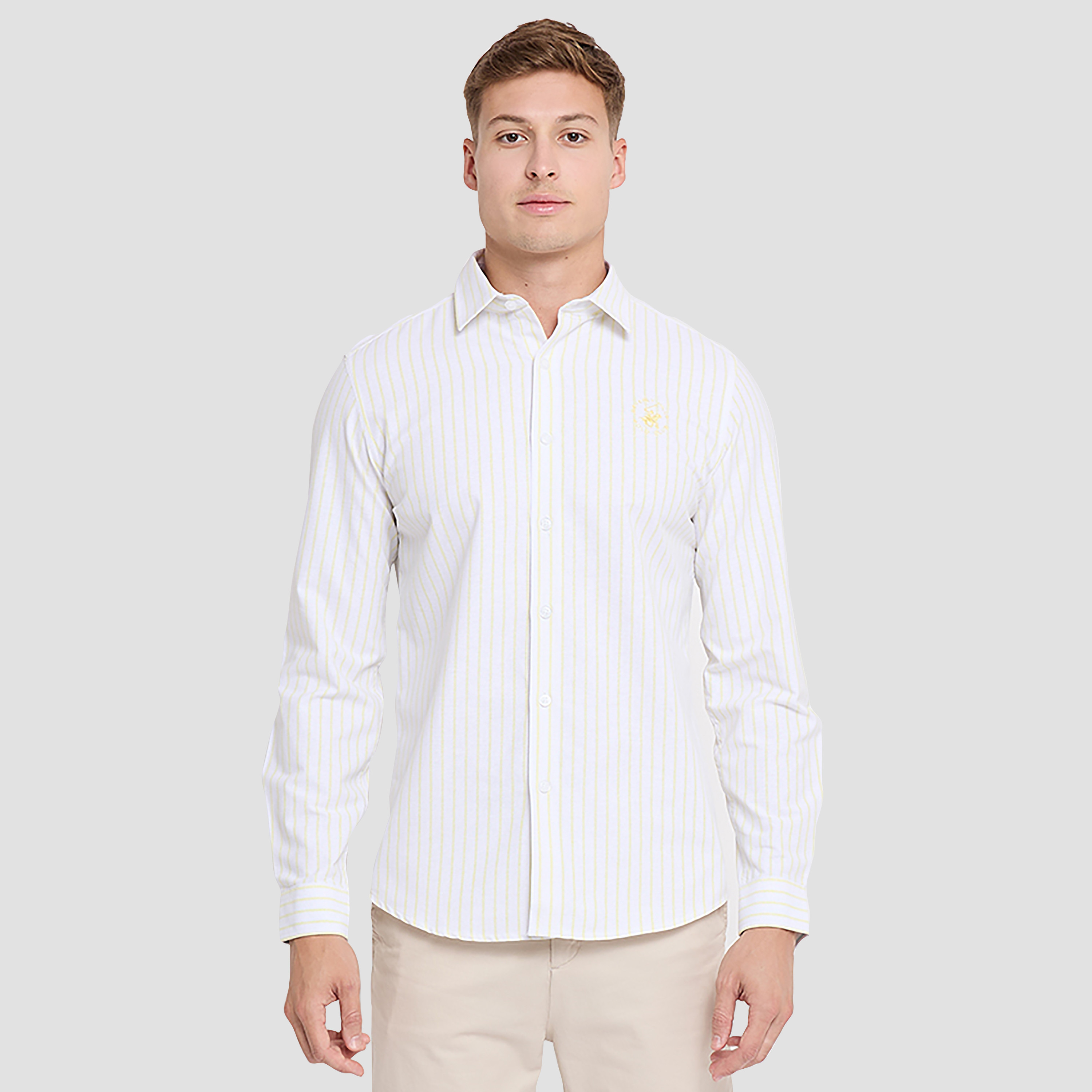 قميص كاجوال بياقة مزينة بأشرطة وأكمام طويلة من بيفرلي هيلز بولو كلوب-men-clothing-shirts-image-9