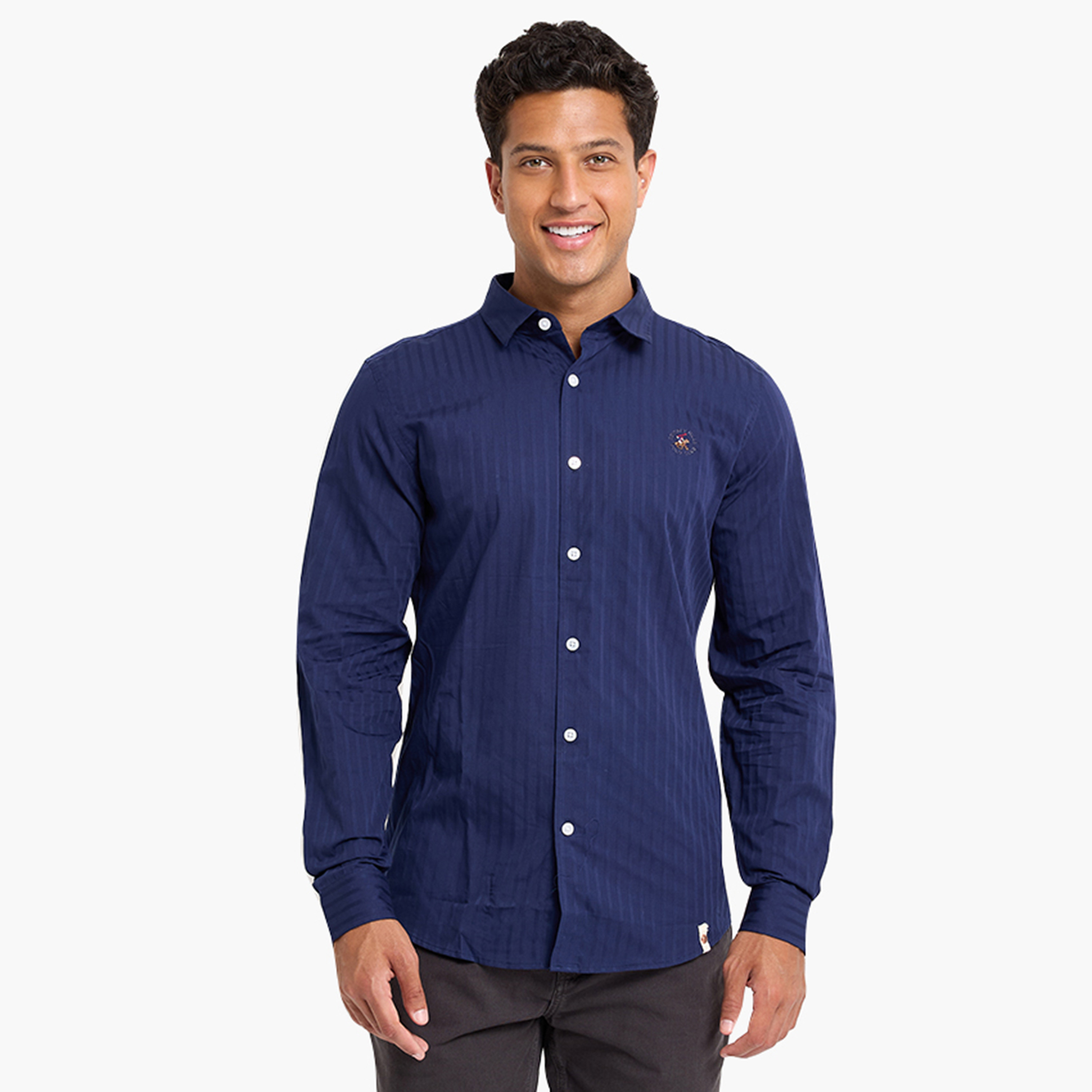 Beverly Hills Polo Club Regular Fit Striped Collared Long Sleeves Men's Shirt-men-clothing-shirts-image-5