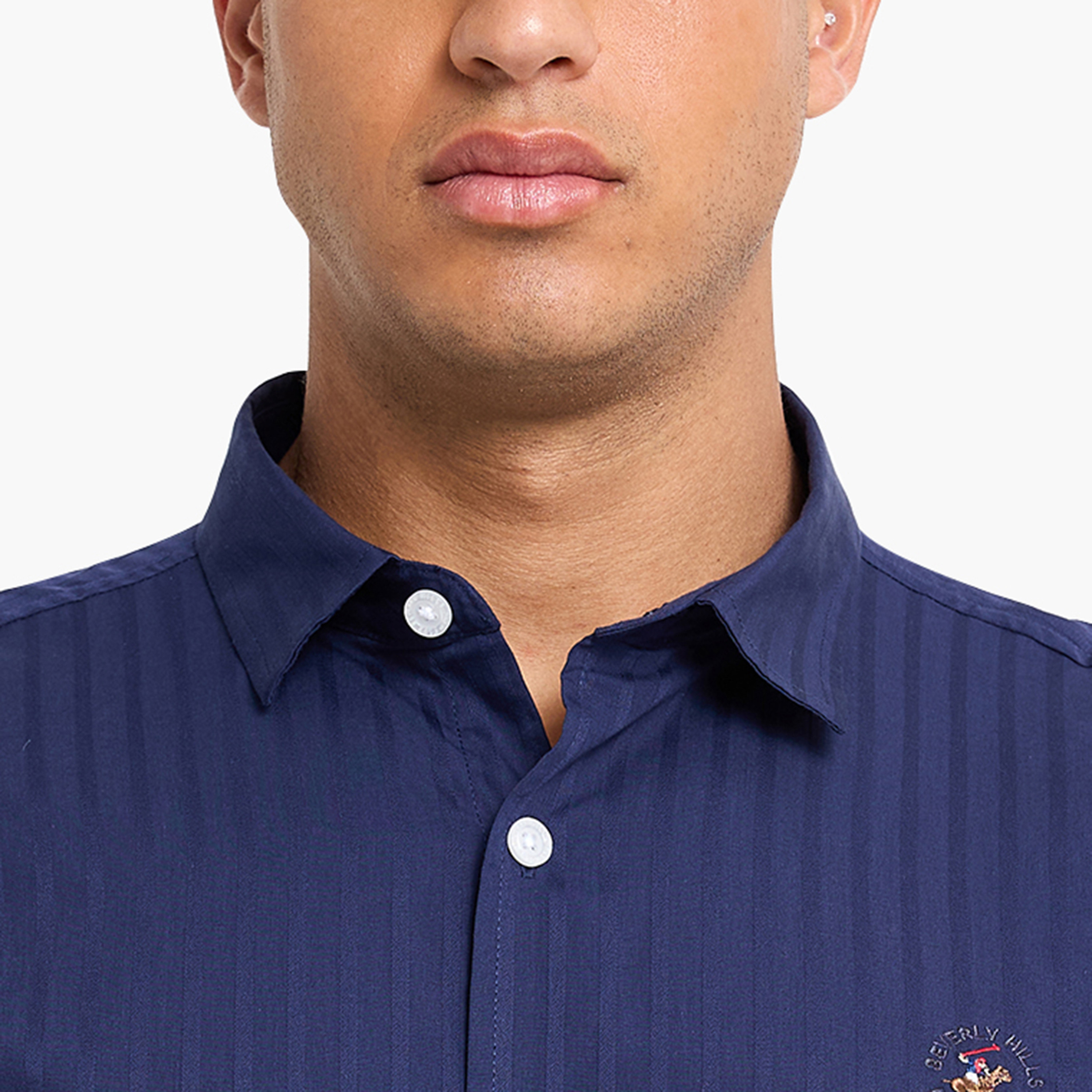 Beverly Hills Polo Club Regular Fit Striped Collared Long Sleeves Men's Shirt-men-clothing-shirts-image-6