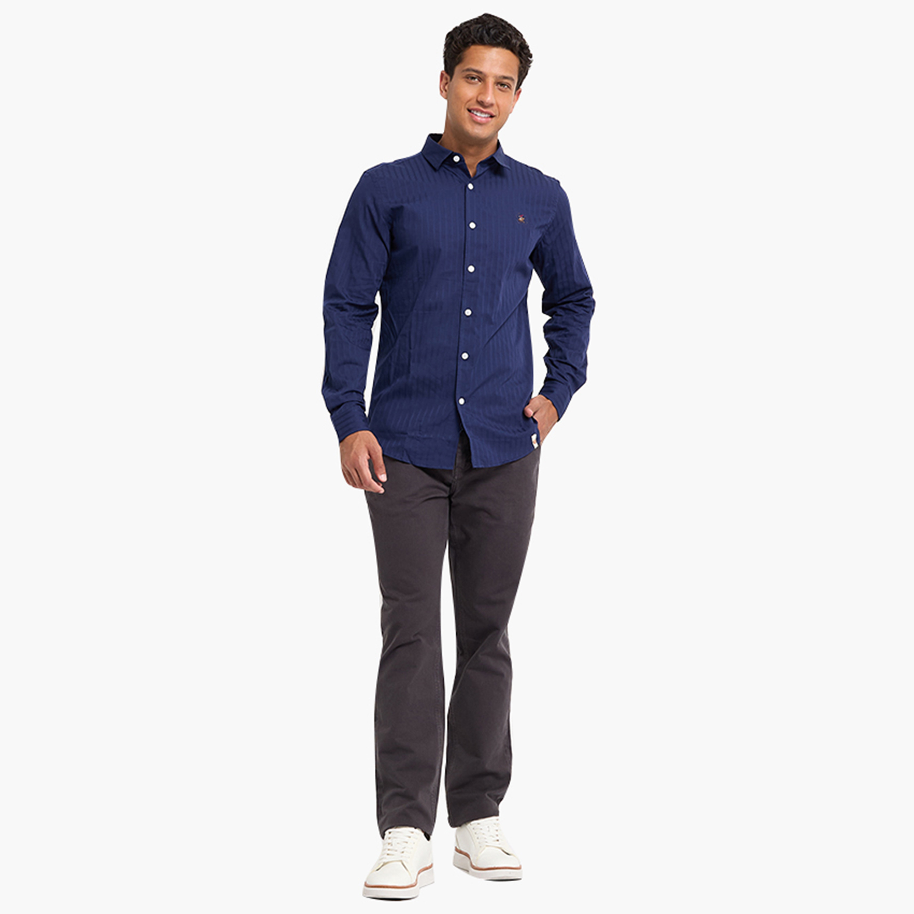 Beverly Hills Polo Club Regular Fit Striped Collared Long Sleeves Men's Shirt-men-clothing-shirts-image-7