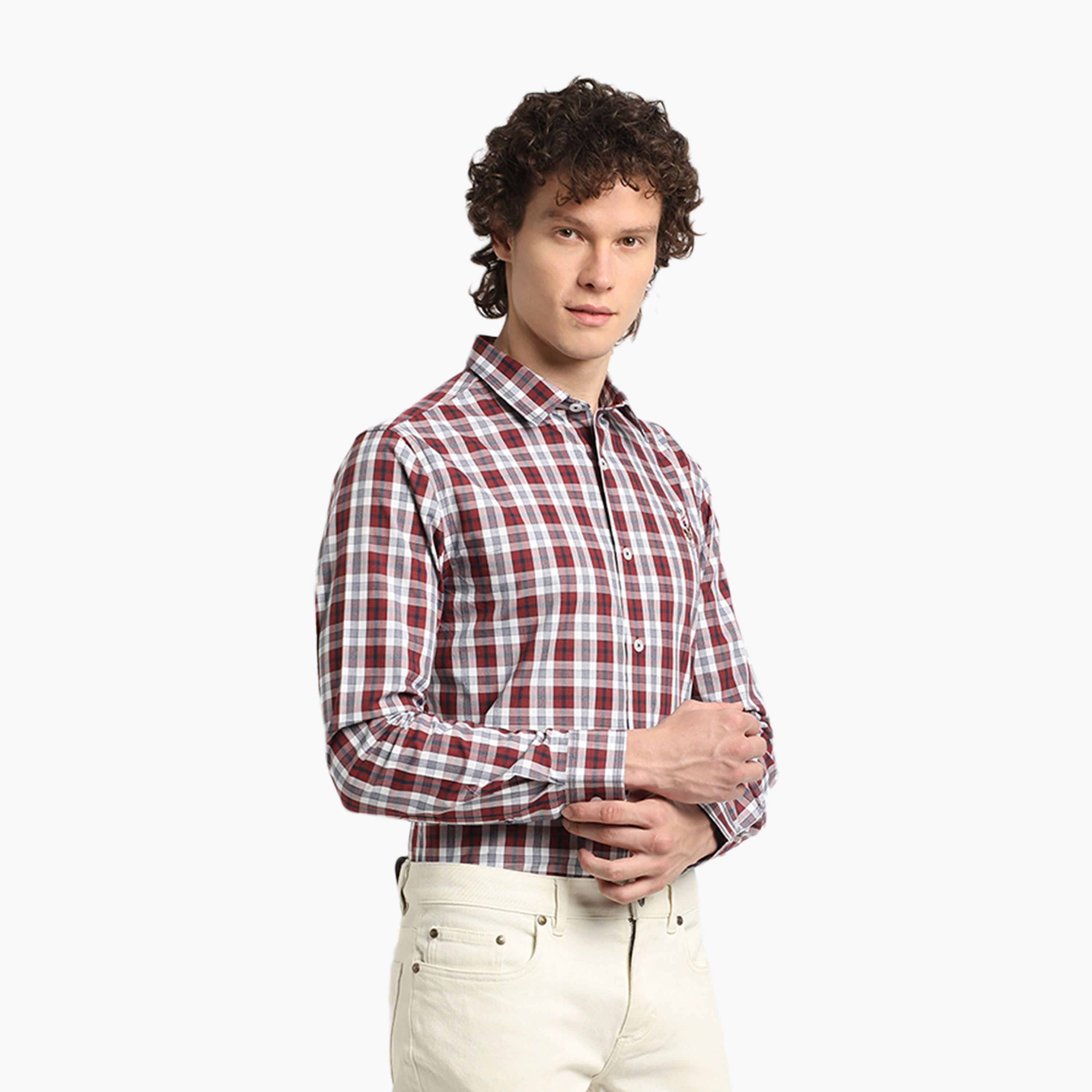 Beverly Hills Polo Club Regular Fit Checked Spread Collar Long Sleeves Men's Shirt-men-clothing-shirts-image-5
