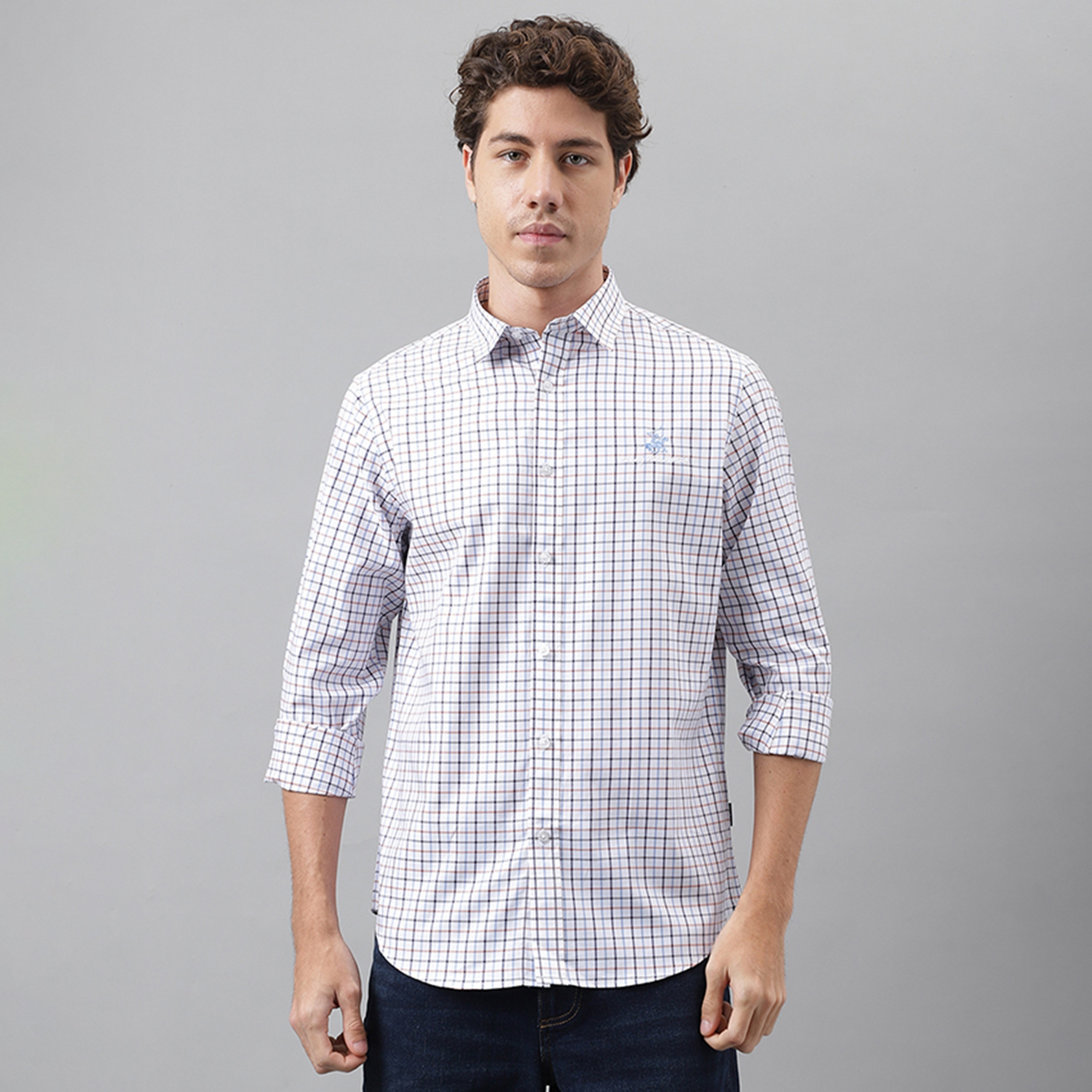 نادي بيفرلي هيلز للبولو قميص رجالي بياقة مفتوحة بأكمام طويلة بمقاسات مربعة-men-clothing-shirts-image-1