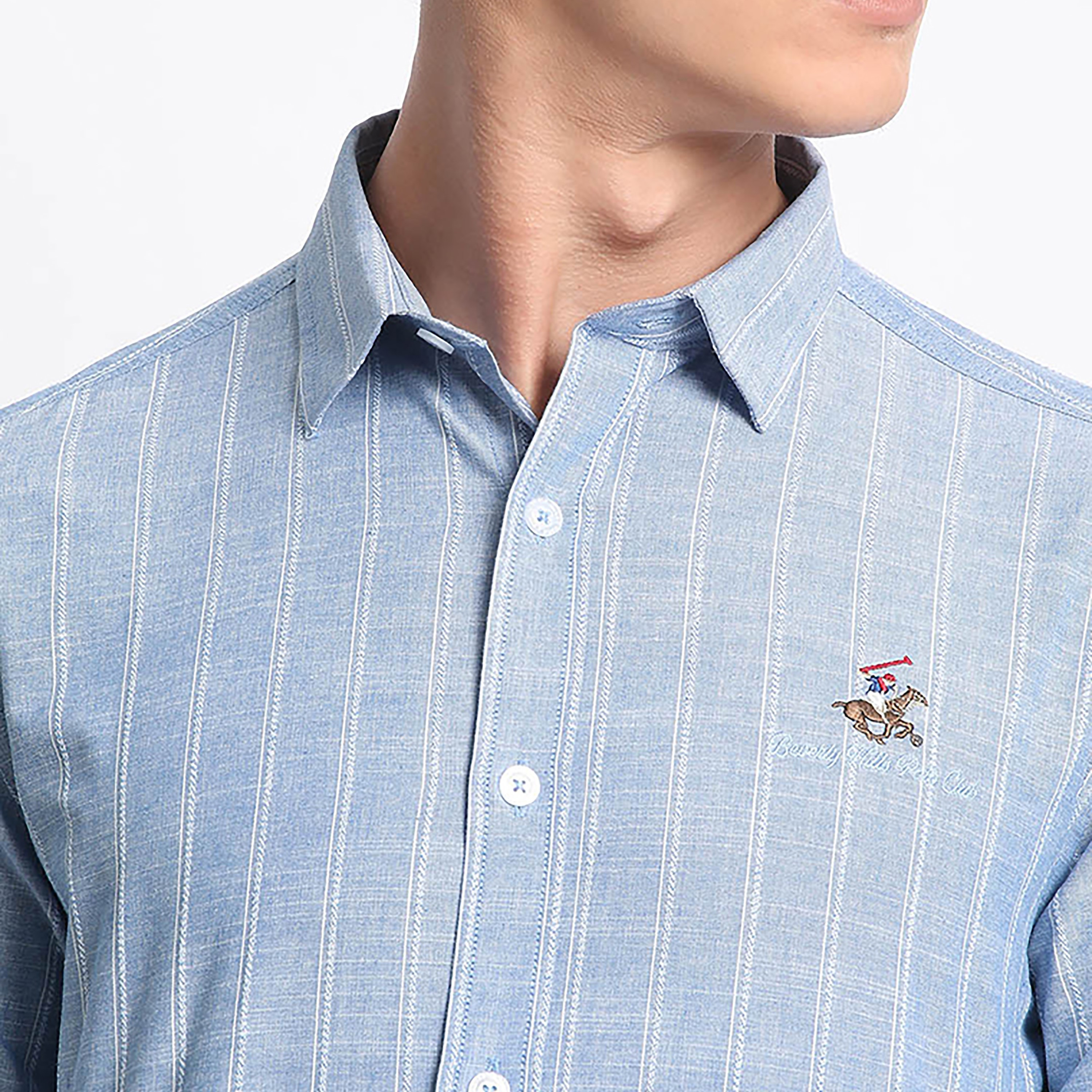 قميص كاجوال ذو مخطط من بيفرلي هيلز بولو كلوب بأكمام قابلة للطي وياقة كلاسيكية-men-clothing-shirts-image-3