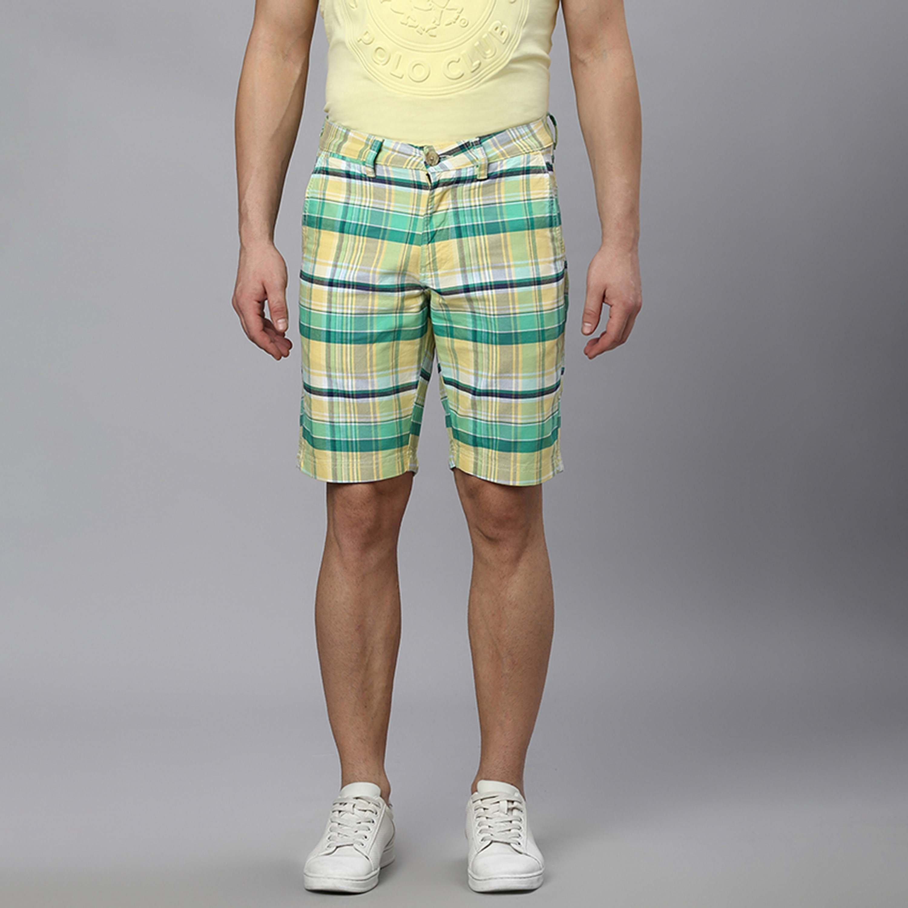 Beverly Hills Polo Club Checked Mid-Rise Button and Zip Fly Men's Shorts-men-clothing-bottoms-shorts-image-1