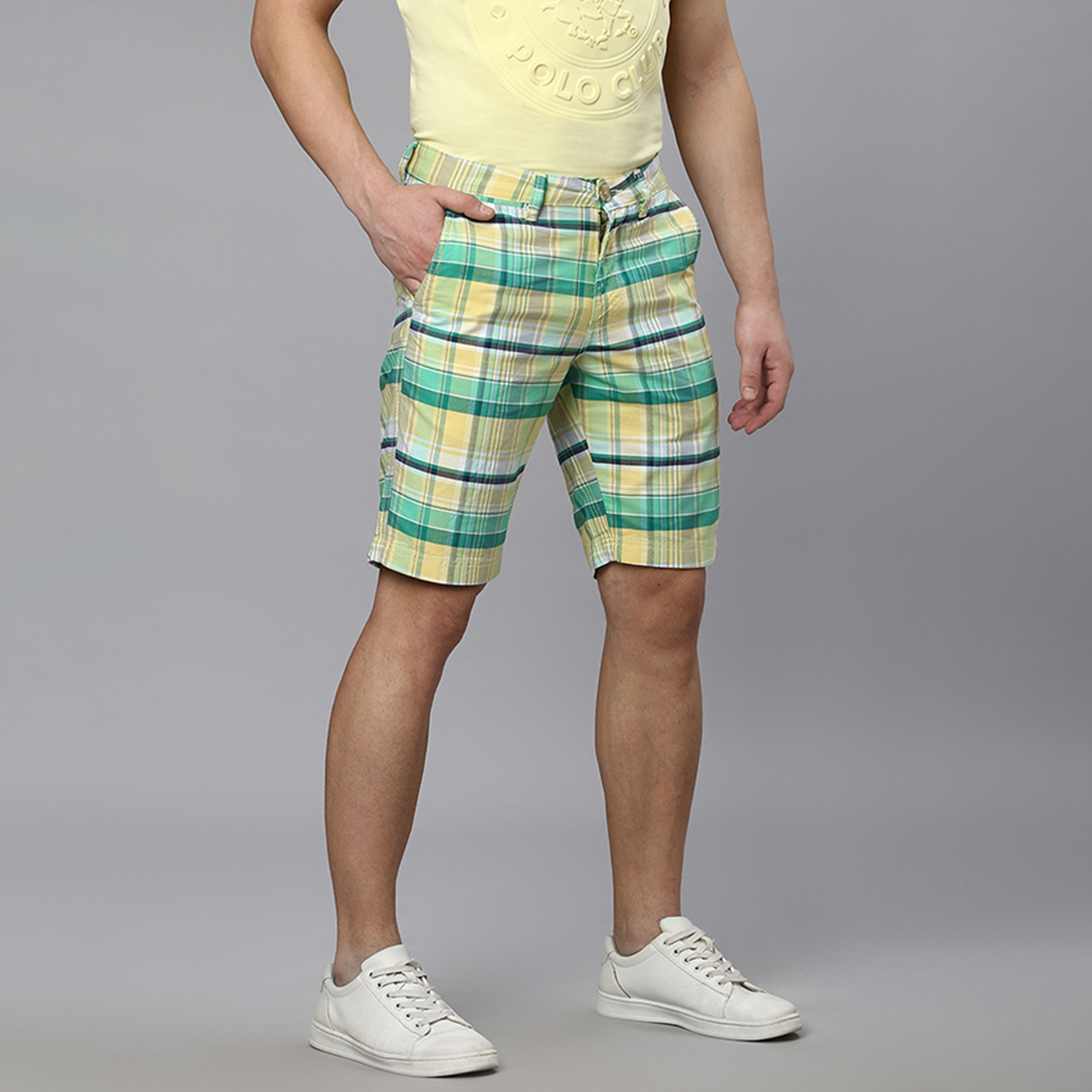 Beverly Hills Polo Club Checked Mid-Rise Button and Zip Fly Men's Shorts-men-clothing-bottoms-shorts-image-3