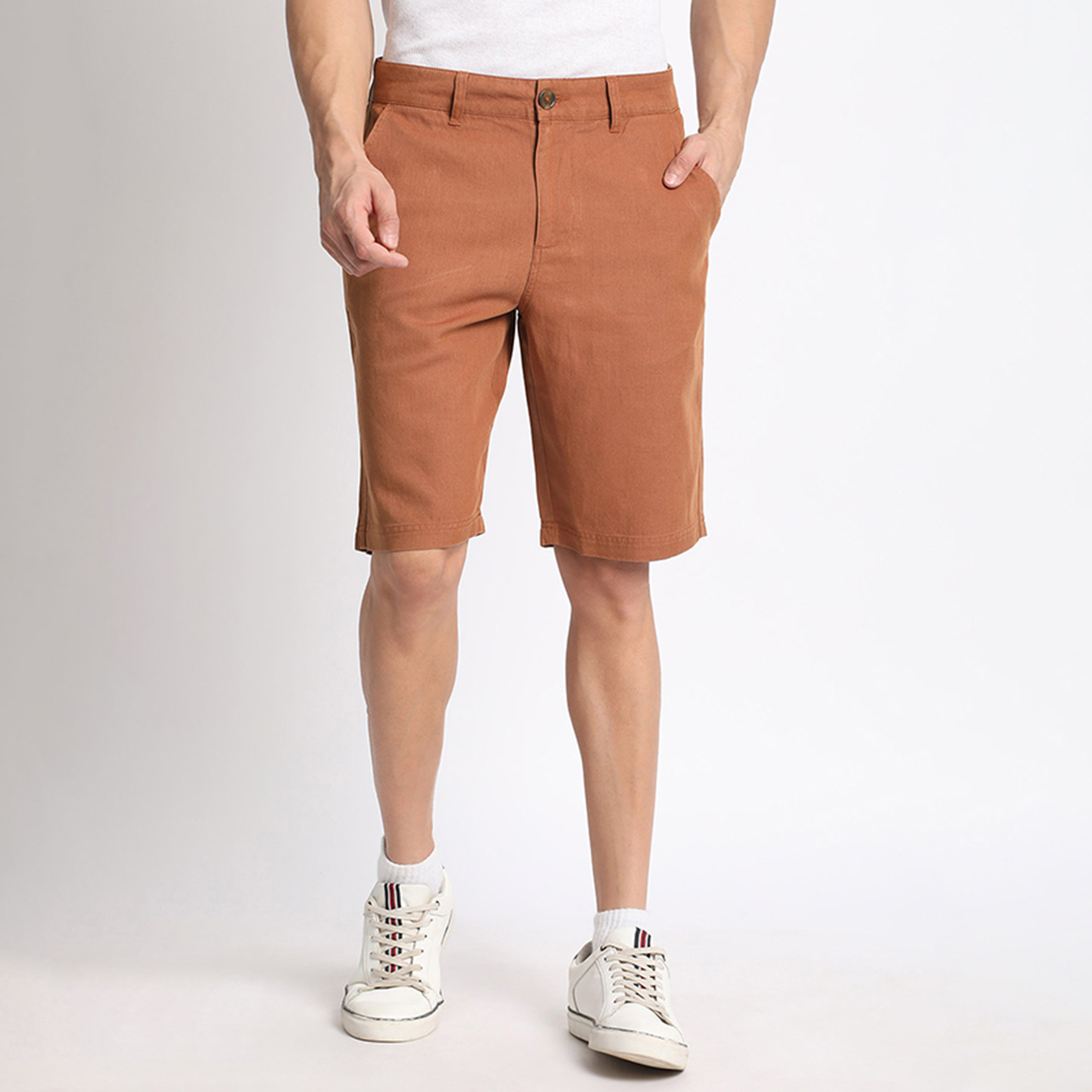 Beverly Hills Polo Club Plain Mid-Rise Button & Zip Fly Men's Chino Shorts-men-clothing-bottoms-shorts-image-1
