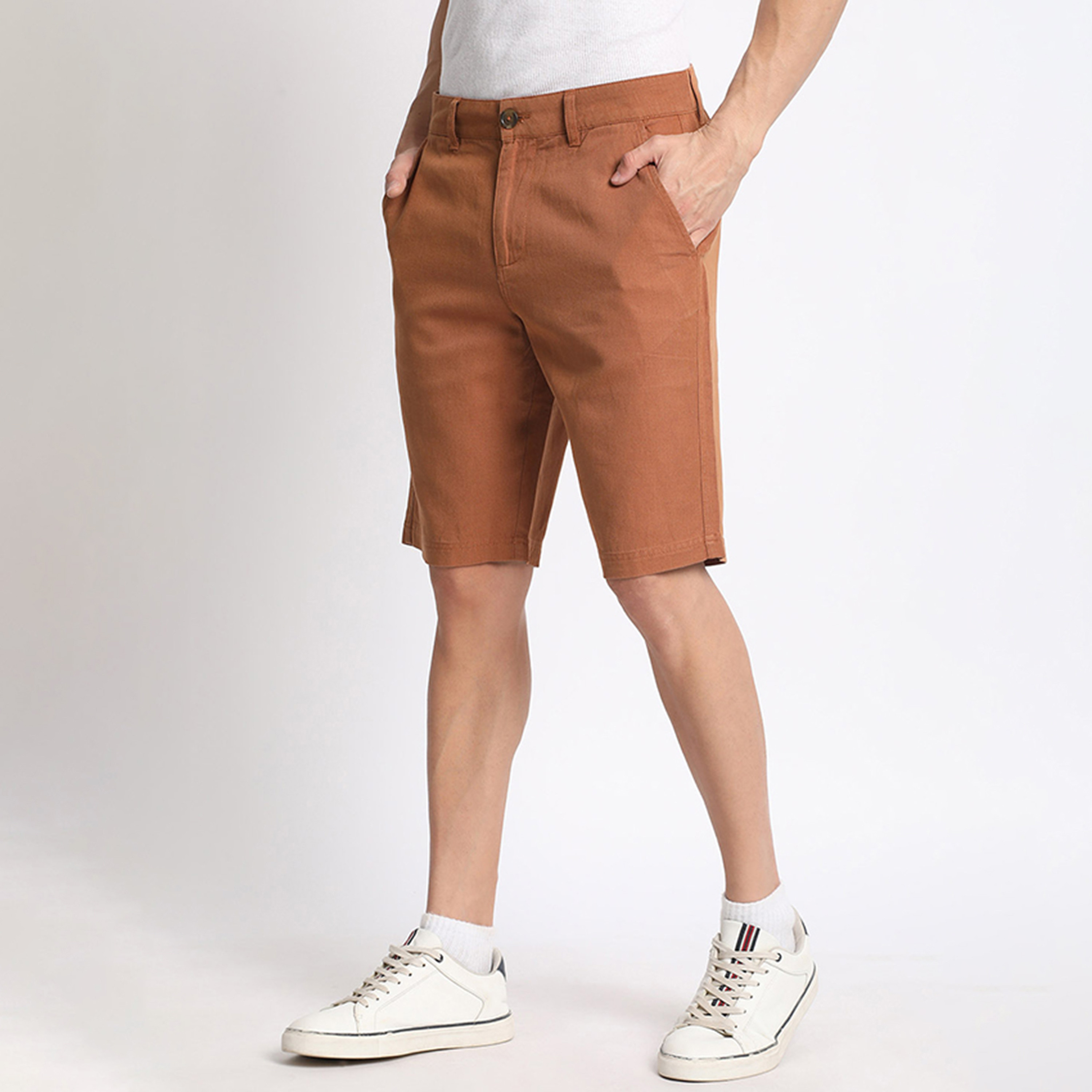 Beverly Hills Polo Club Plain Mid-Rise Button & Zip Fly Men's Chino Shorts-men-clothing-bottoms-shorts-image-2