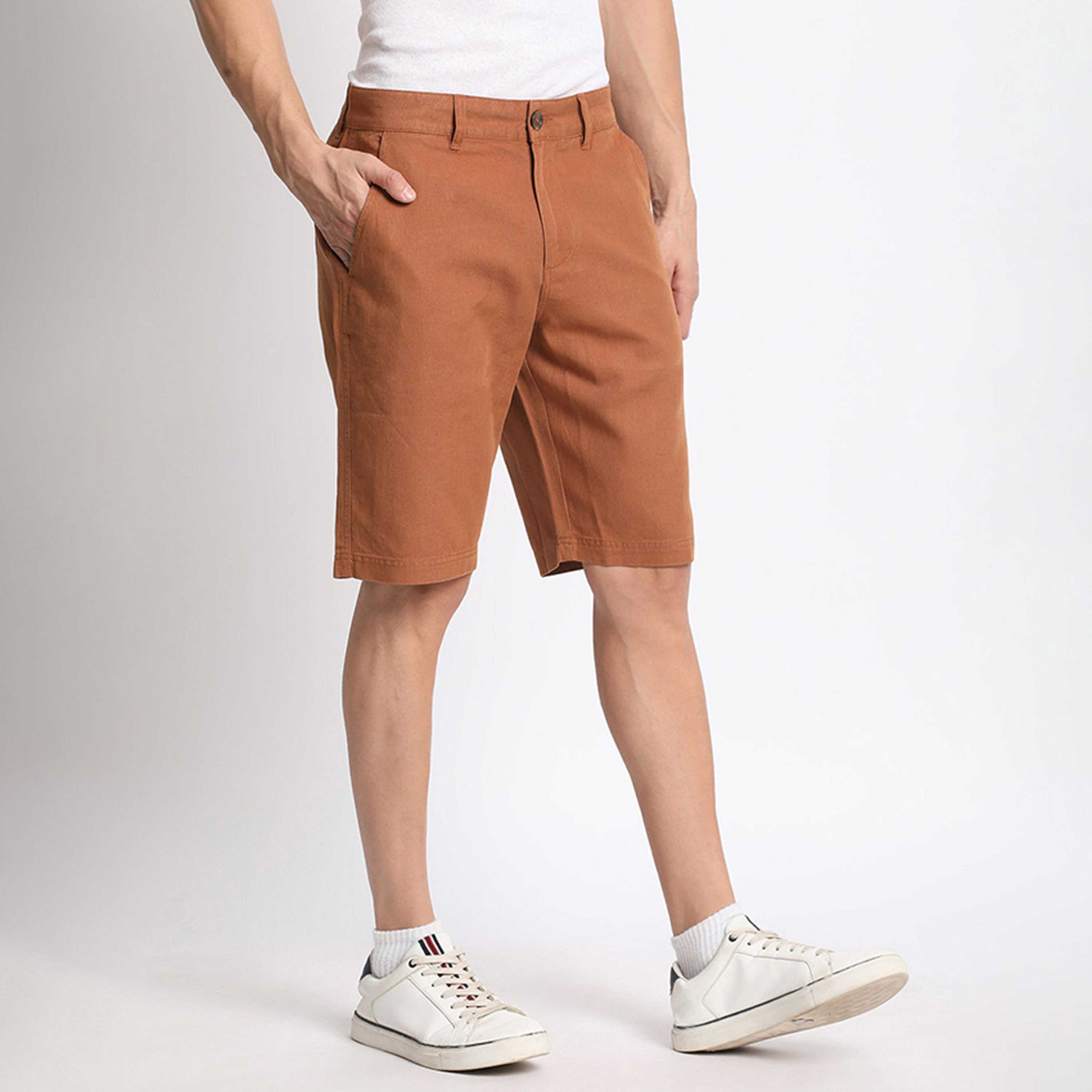 Beverly Hills Polo Club Plain Mid-Rise Button & Zip Fly Men's Chino Shorts-men-clothing-bottoms-shorts-image-3