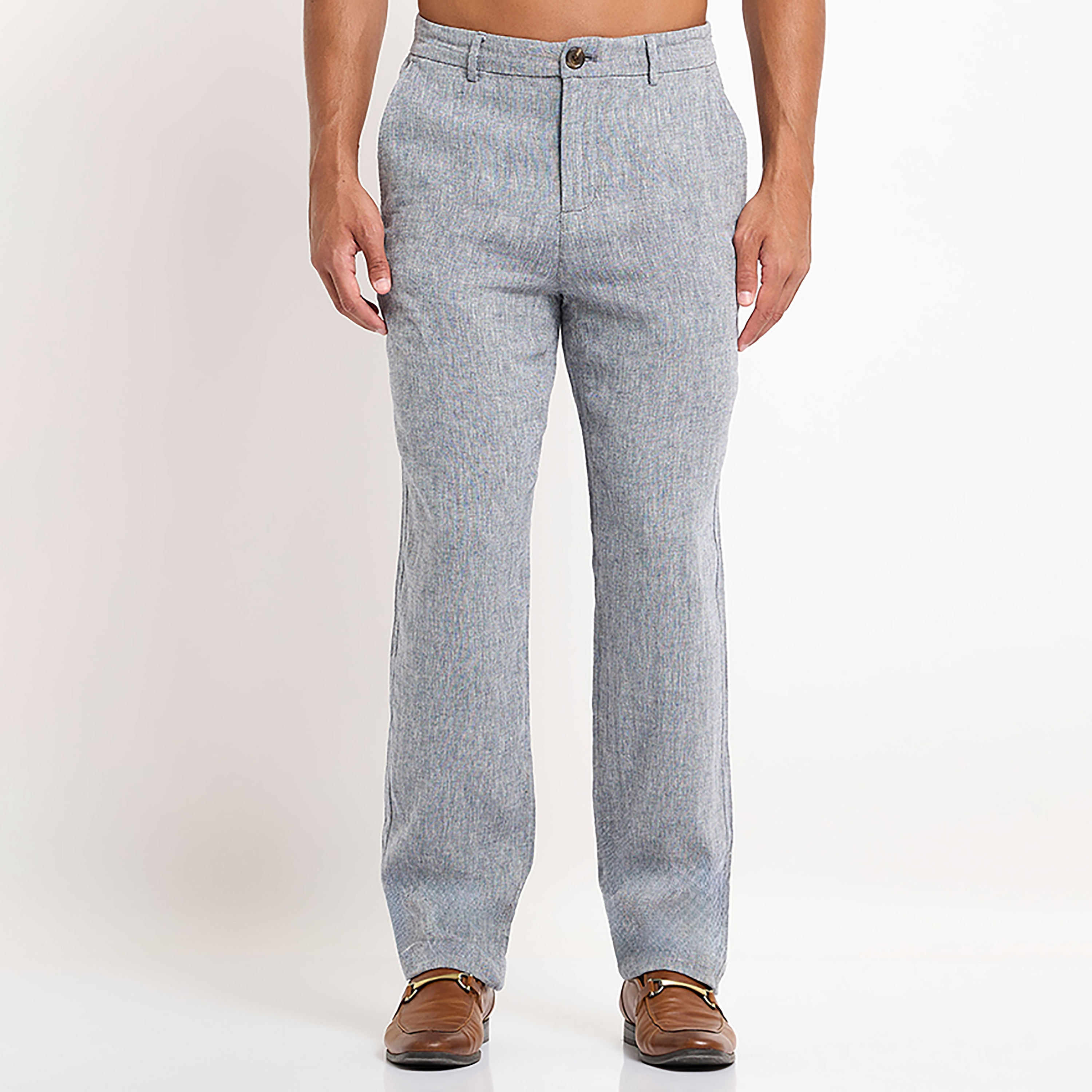 Beverly Hills Polo Club Heather Mid-Rise Button & Zip Fly Men's Trousers-men-clothing-bottoms-trousersandchinos-trousers-image-1