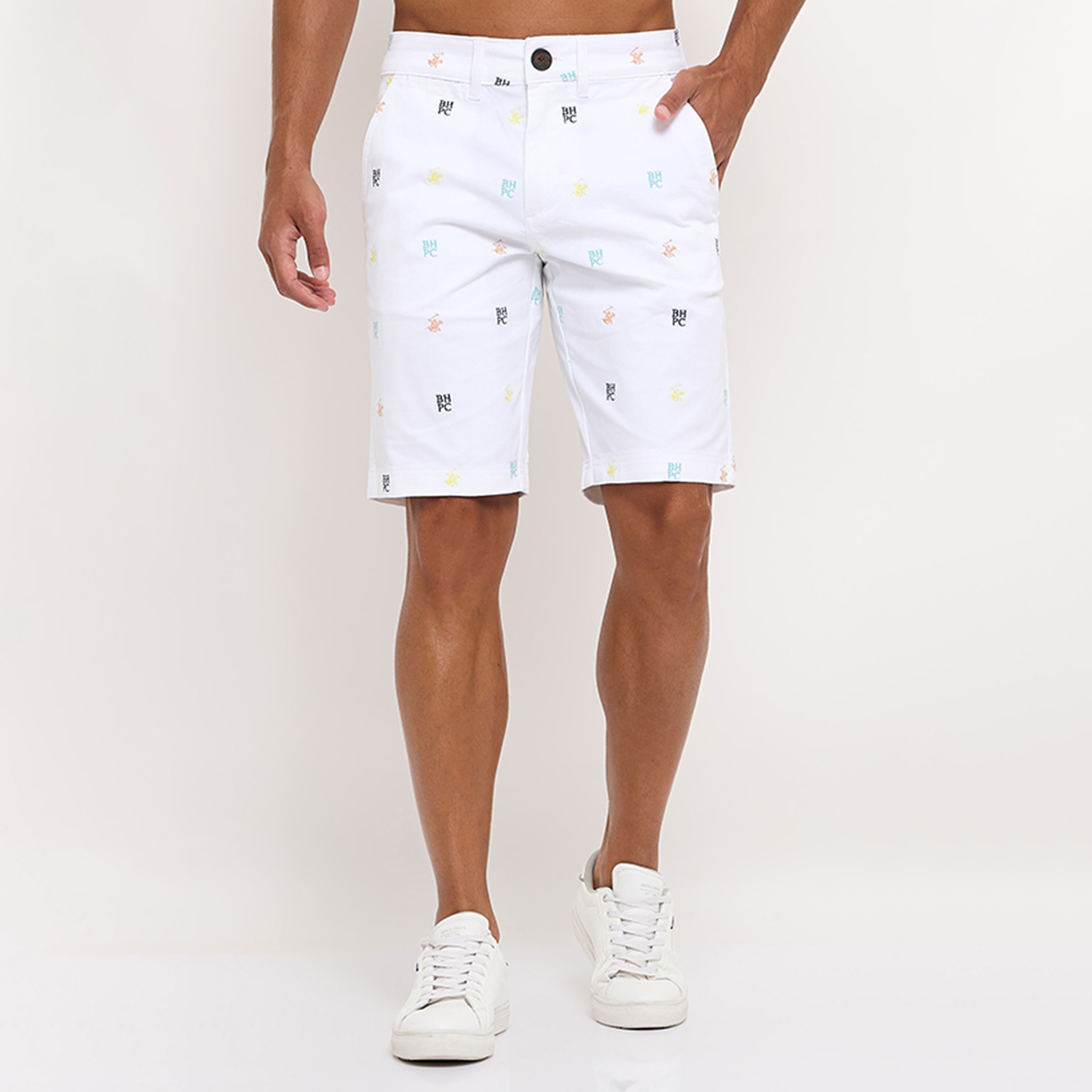 Beverly Hills Polo Club Embroidered Logo Mid-Rise Button & Zip Fly Men's Chino Shorts-men-clothing-bottoms-shorts-image-1