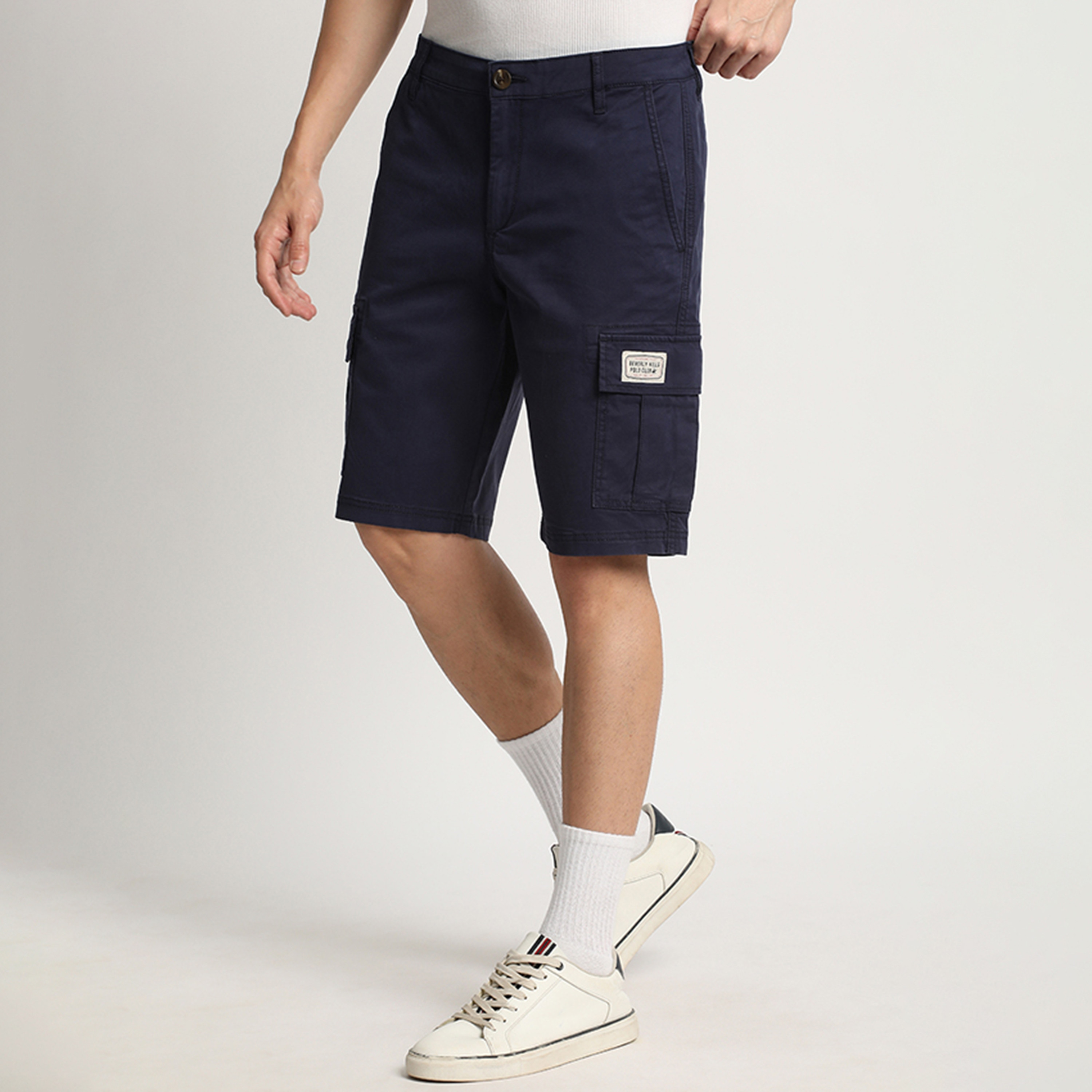 Beverly Hills Polo Club Plain Mid-Rise Button & Zip Fly Men's Cargo Shorts-men-clothing-bottoms-shorts-image-2