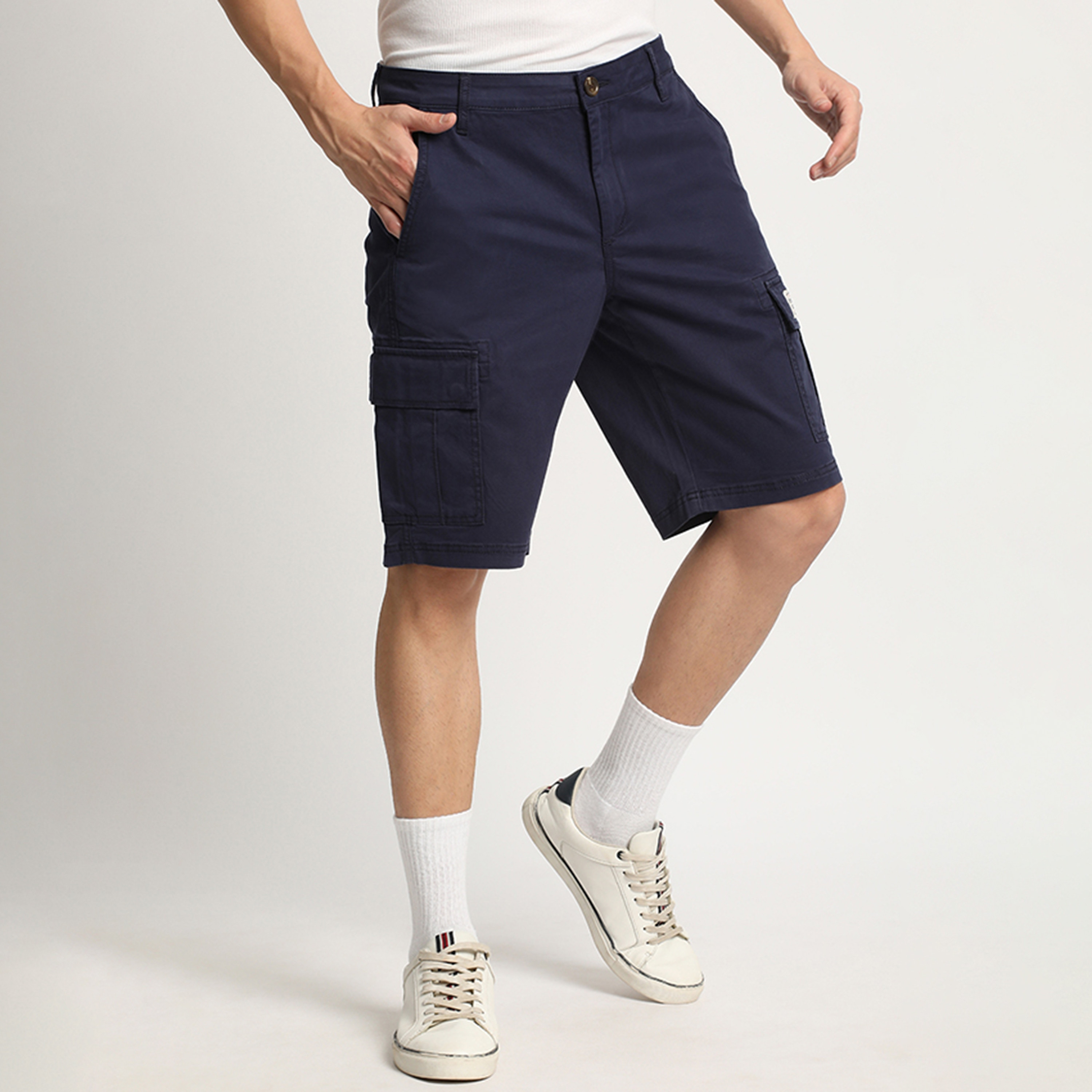 Beverly Hills Polo Club Plain Mid-Rise Button & Zip Fly Men's Cargo Shorts-men-clothing-bottoms-shorts-image-3