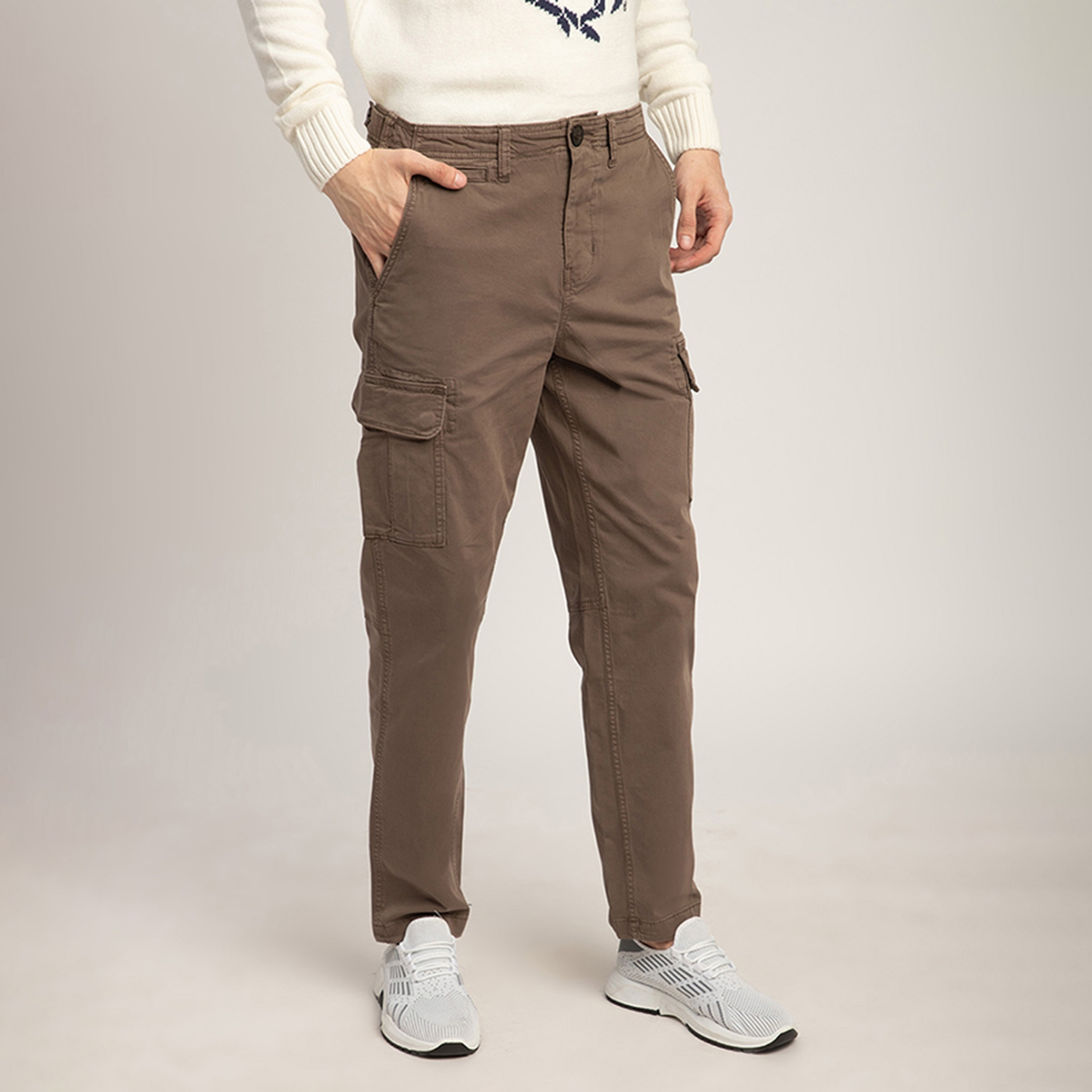 Beverly Hills Polo Club Plain Mid-Rise Button and Zip Fly Men's Cargo Trousers-men-clothing-bottoms-joggers-image-3