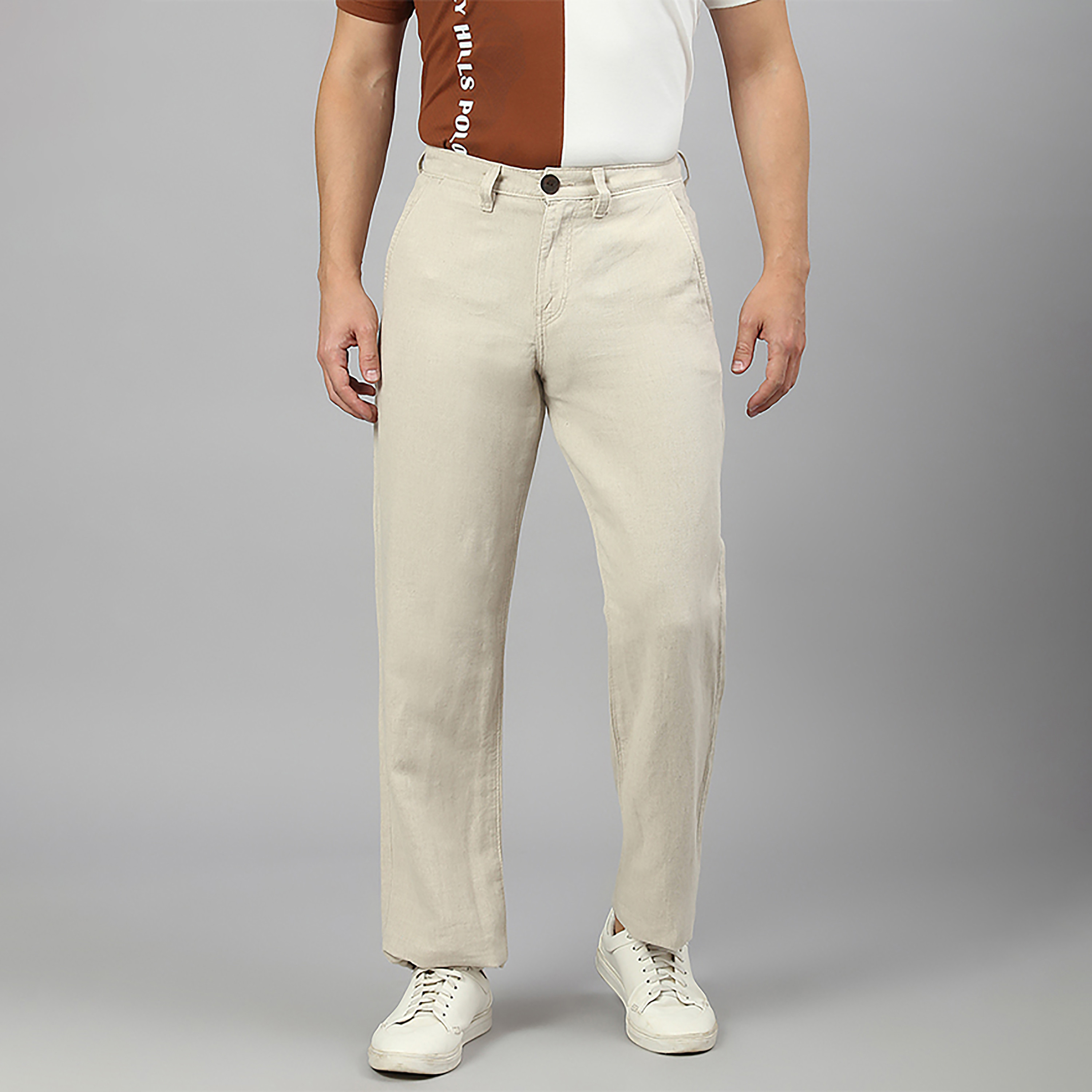بنطلون بيفرلي هيلز بولو كلوب بخصر متوسط الارتفاع سادة وإغلاق بأزرار-men-clothing-bottoms-trousersandchinos-trousers-image-1