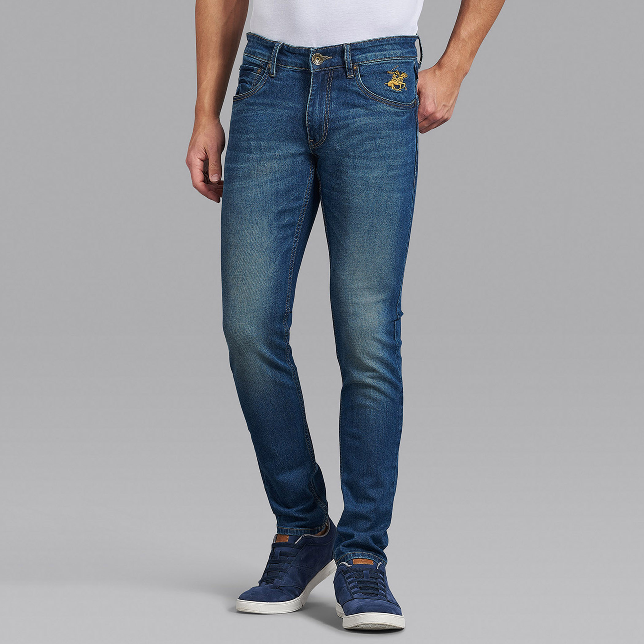 بيفرلي هيلز بولو كلب بنطلون أزرق سادة للرجال بجيوب-men-clothing-bottoms-jeans-image-1