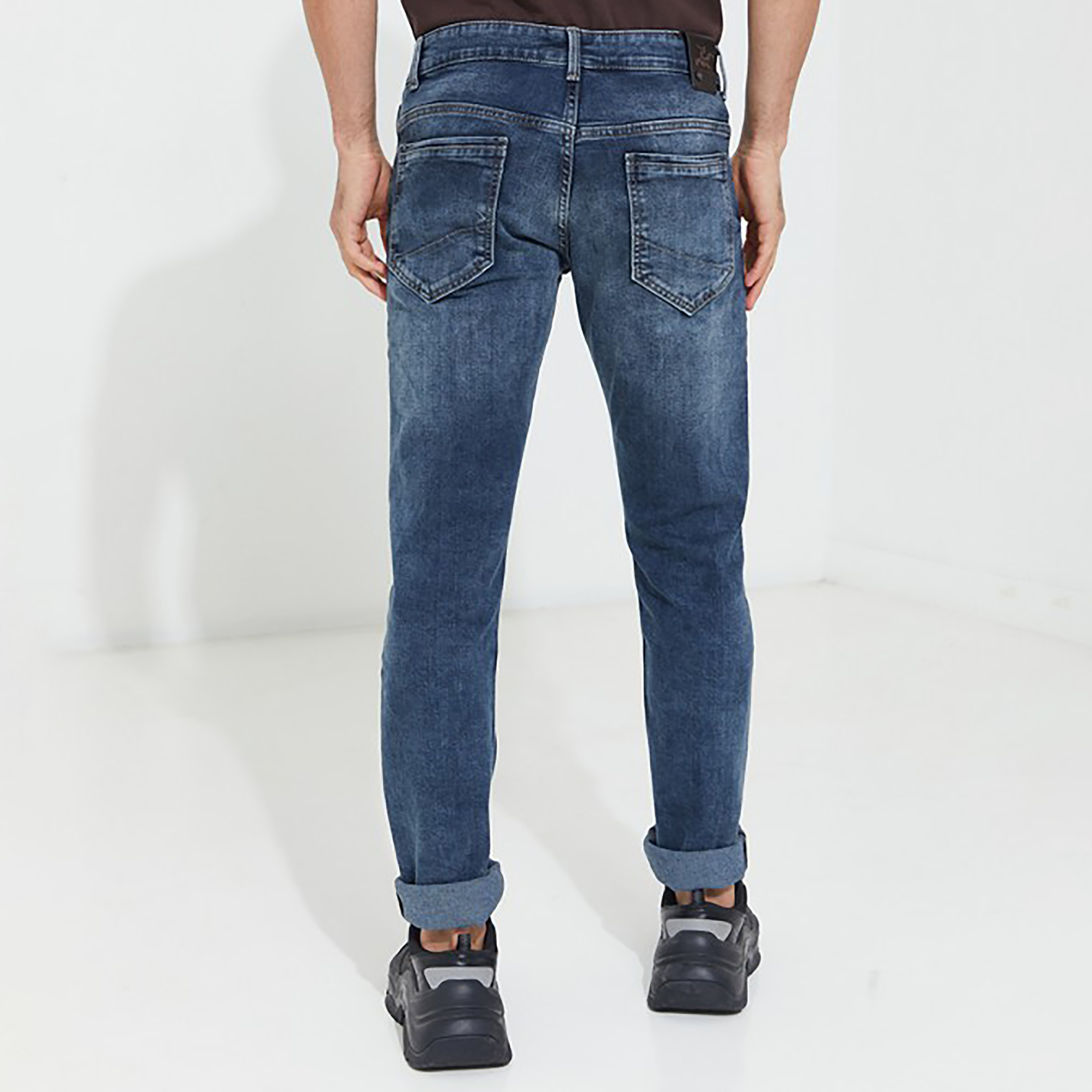 بنطلون جينز من بيفرلي هيلز بولو كلوب بلون ازرق سادة بجيب أزرق مع شعار مطرز-men-clothing-bottoms-jeans-image-2