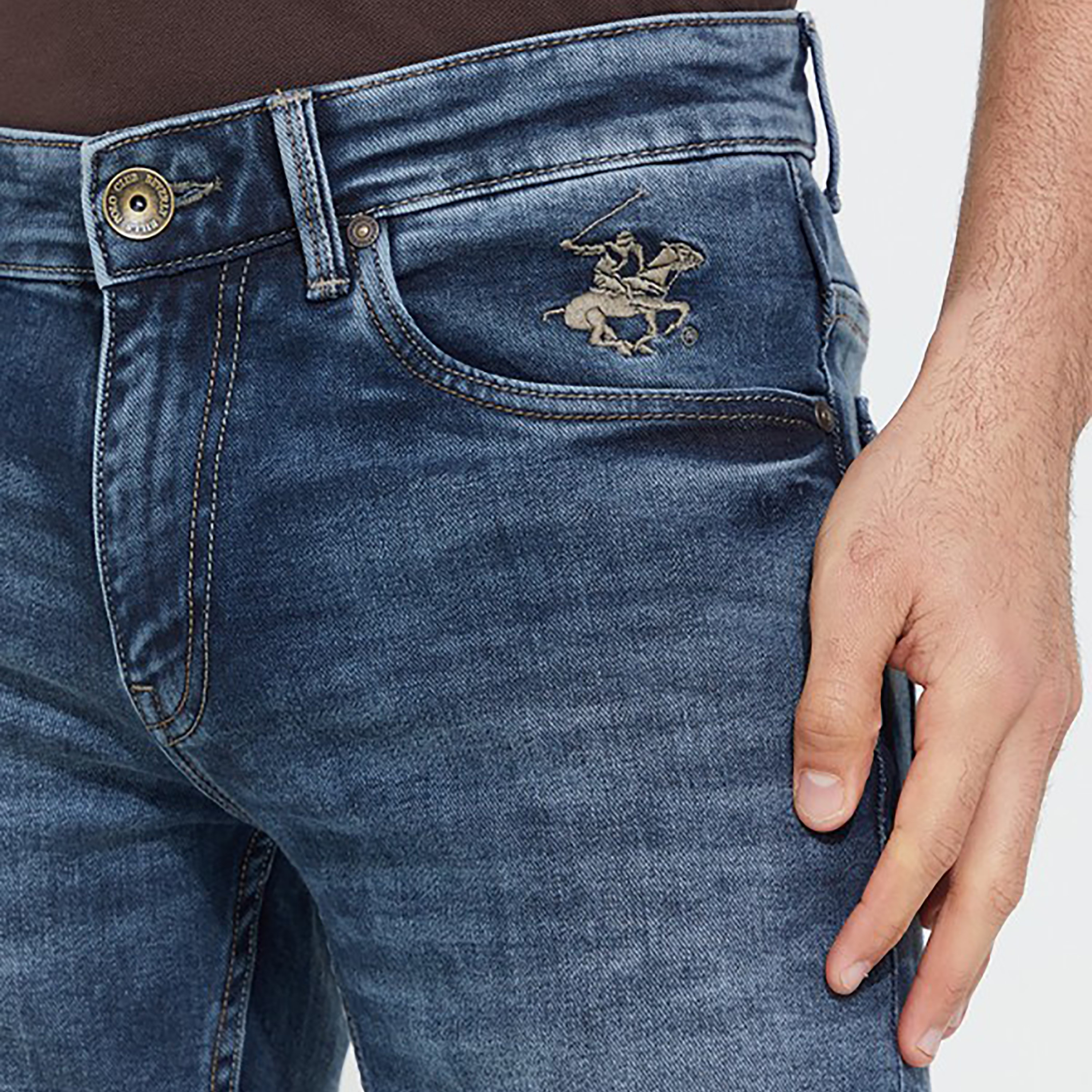 Beverly Hills Polo Club Men Blue Plain Pocket Detail Jeans with Embroidered Logo-men-clothing-bottoms-jeans-image-3