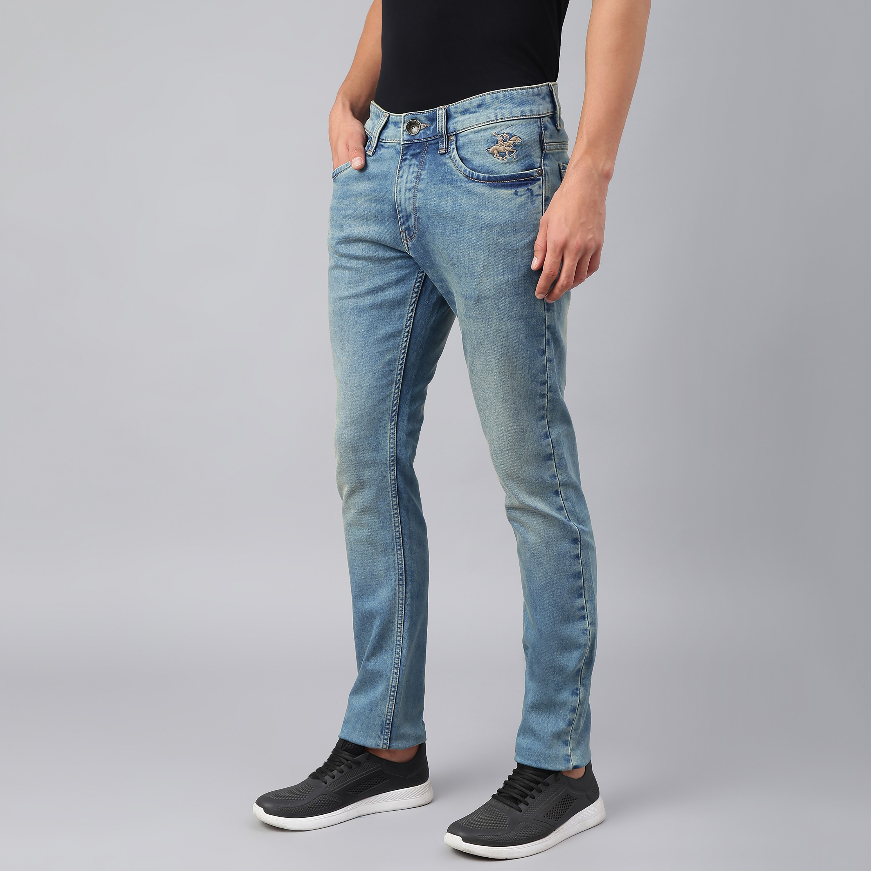 Beverly Hills Polo Club Men Light Blue Plain Pocket Detail Jeans with Embroidered Logo-men-clothing-bottoms-jeans-image-2
