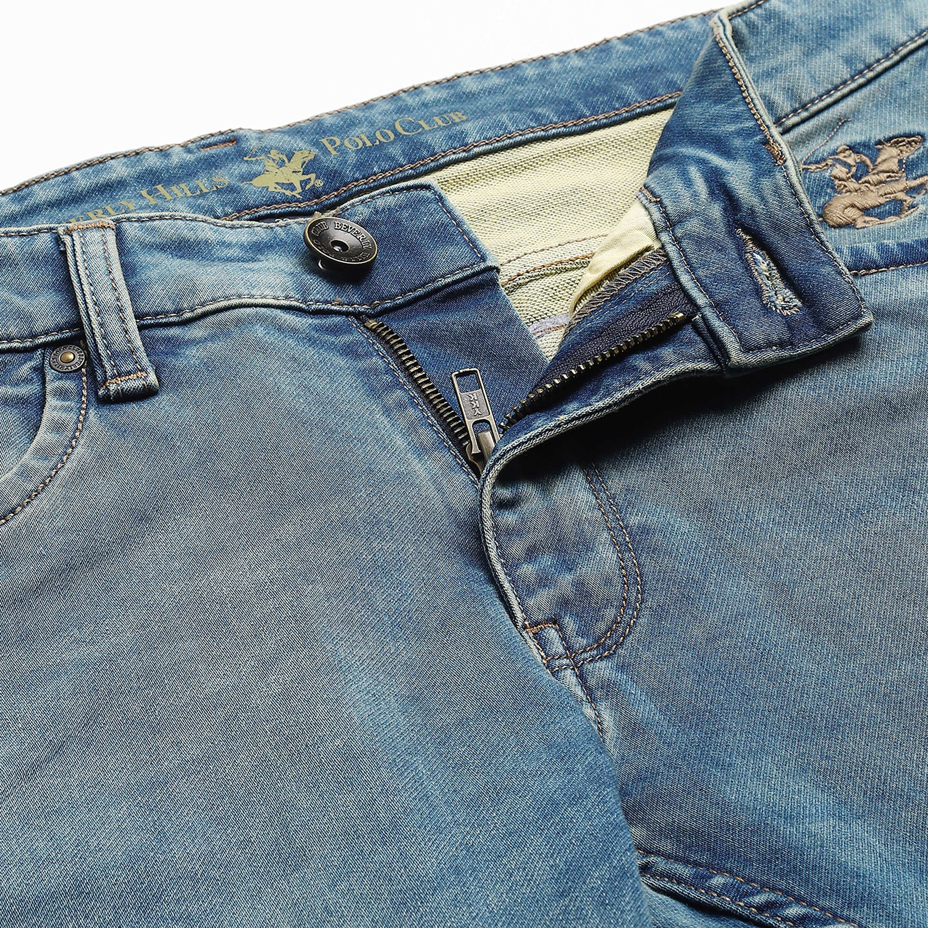 Beverly Hills Polo Club Men Light Blue Plain Pocket Detail Jeans with Embroidered Logo-men-clothing-bottoms-jeans-image-7