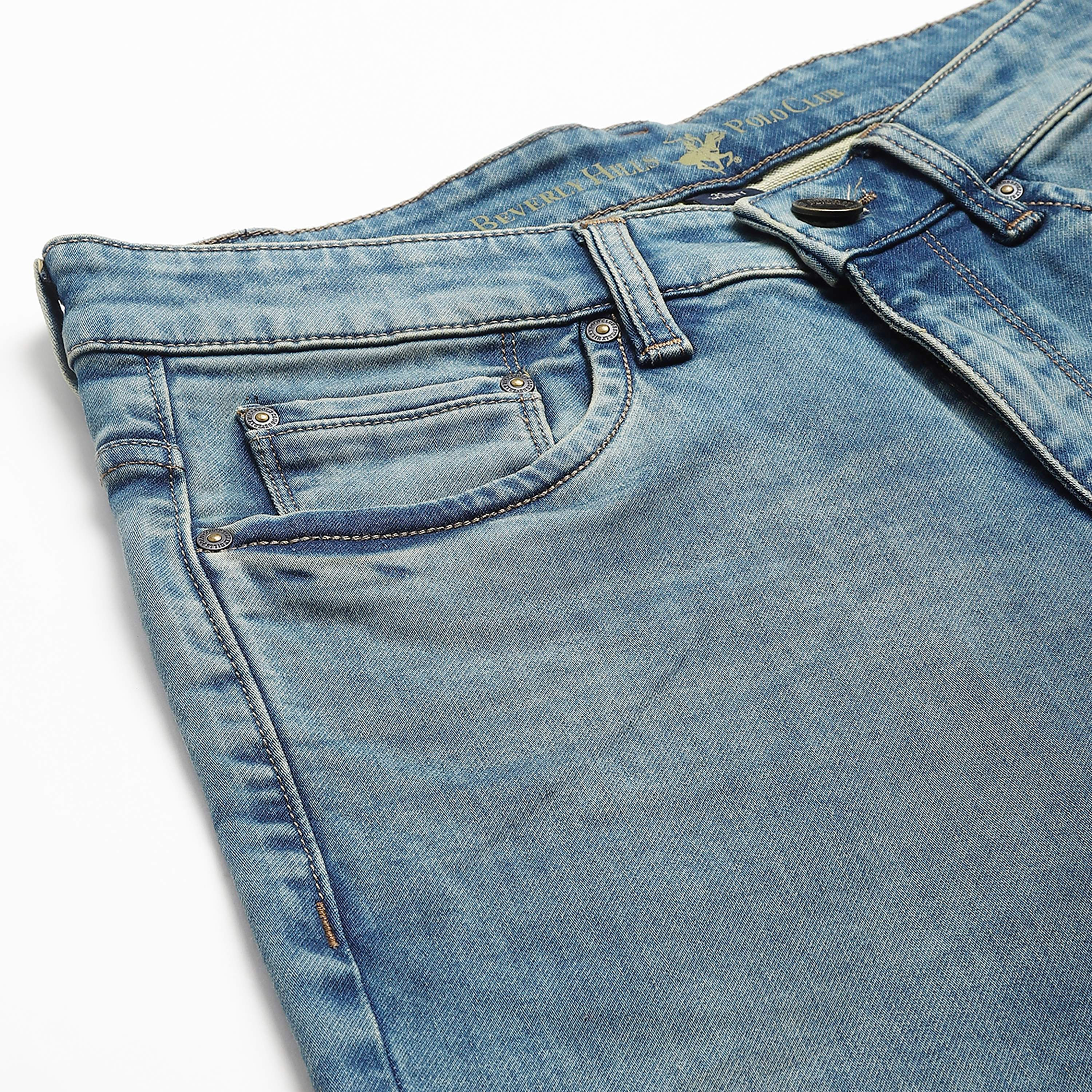 Beverly Hills Polo Club Men Light Blue Plain Pocket Detail Jeans with Embroidered Logo-men-clothing-bottoms-jeans-image-8
