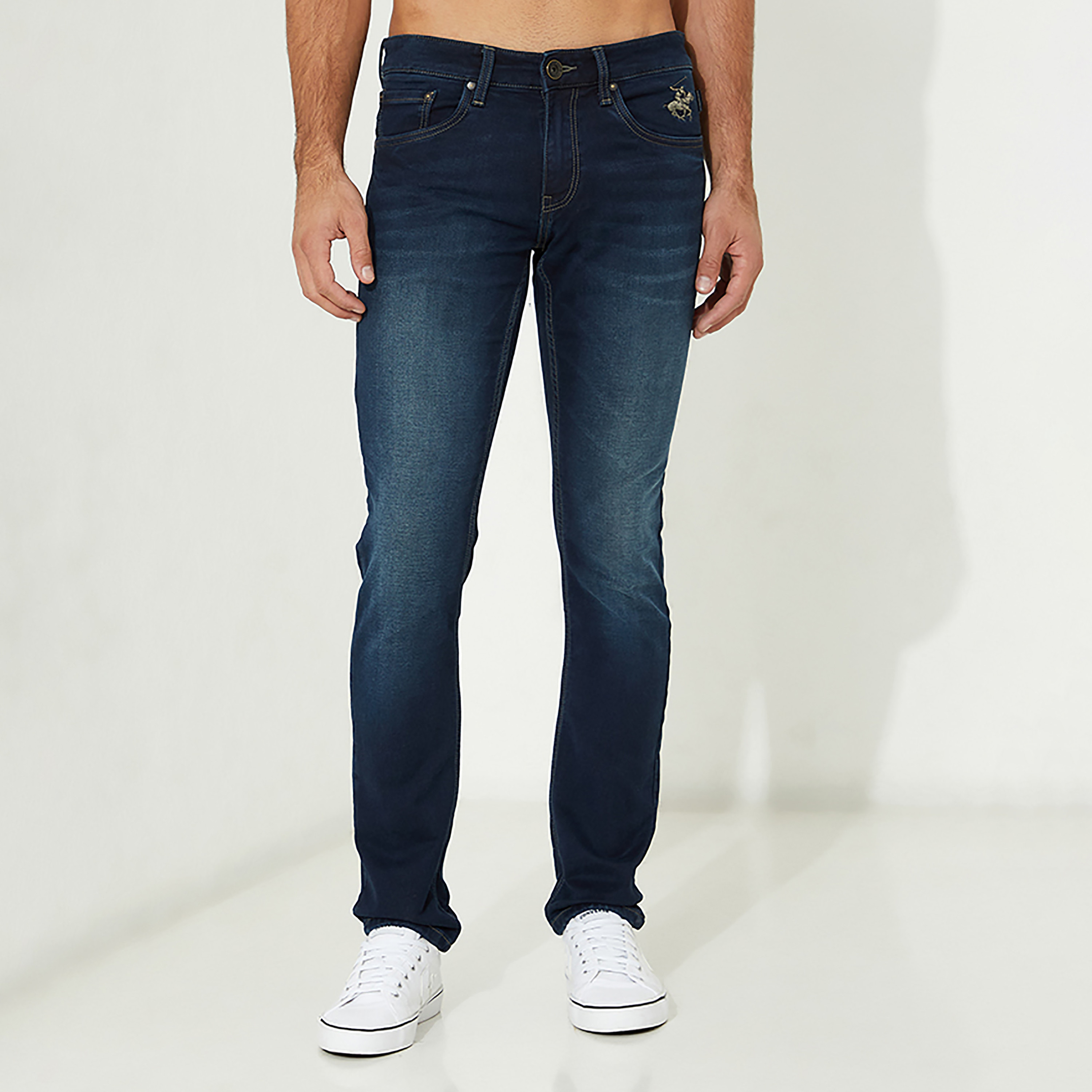 Beverly Hills Polo Club Dark Blue Slim Fit Mid Waist Button Closure Jeans-men-clothing-bottoms-jeans-image-1
