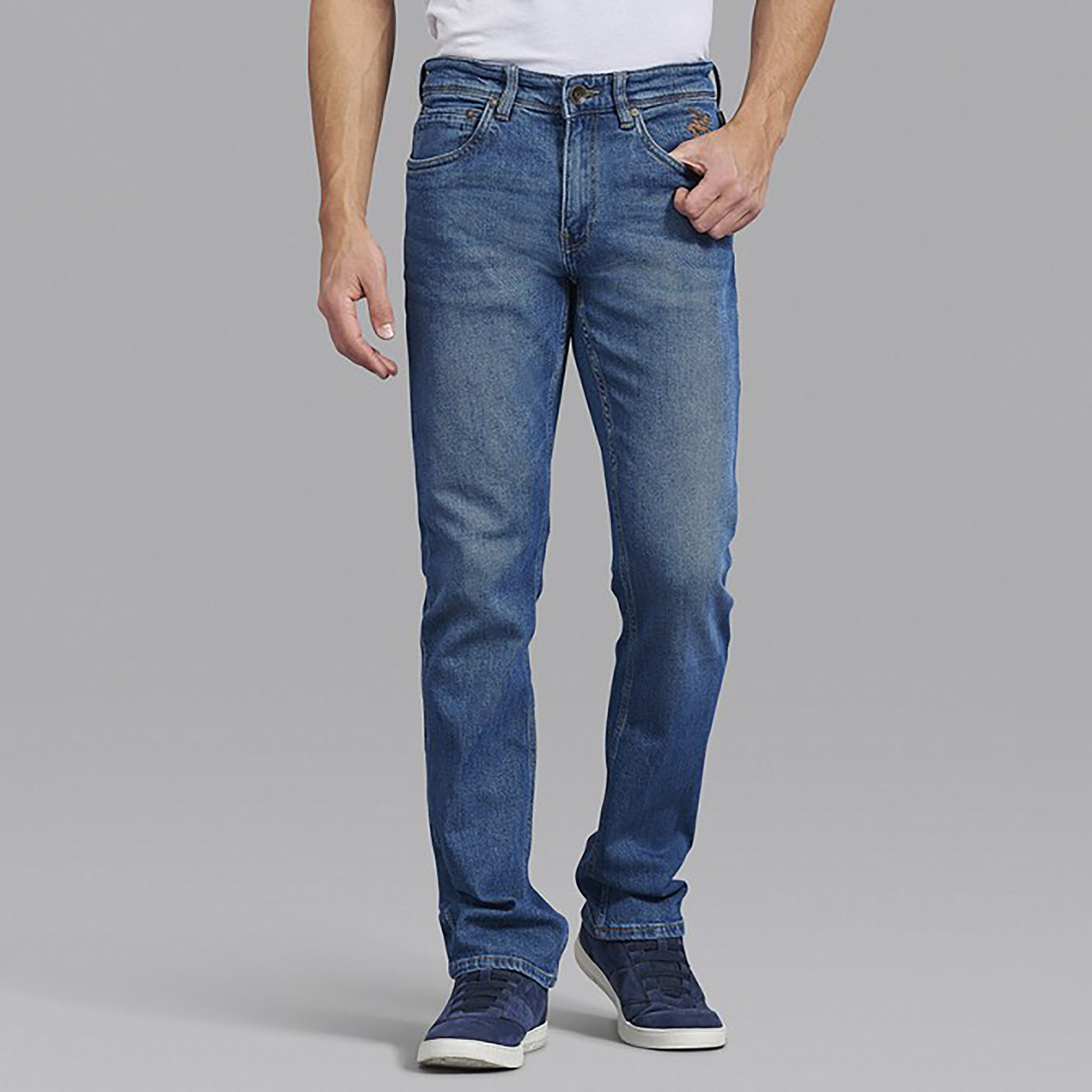 Beverly Hills Polo Club Men Blue Plain Pocket Detail Jeans with Embroidered Logo-men-clothing-bottoms-jeans-image-1