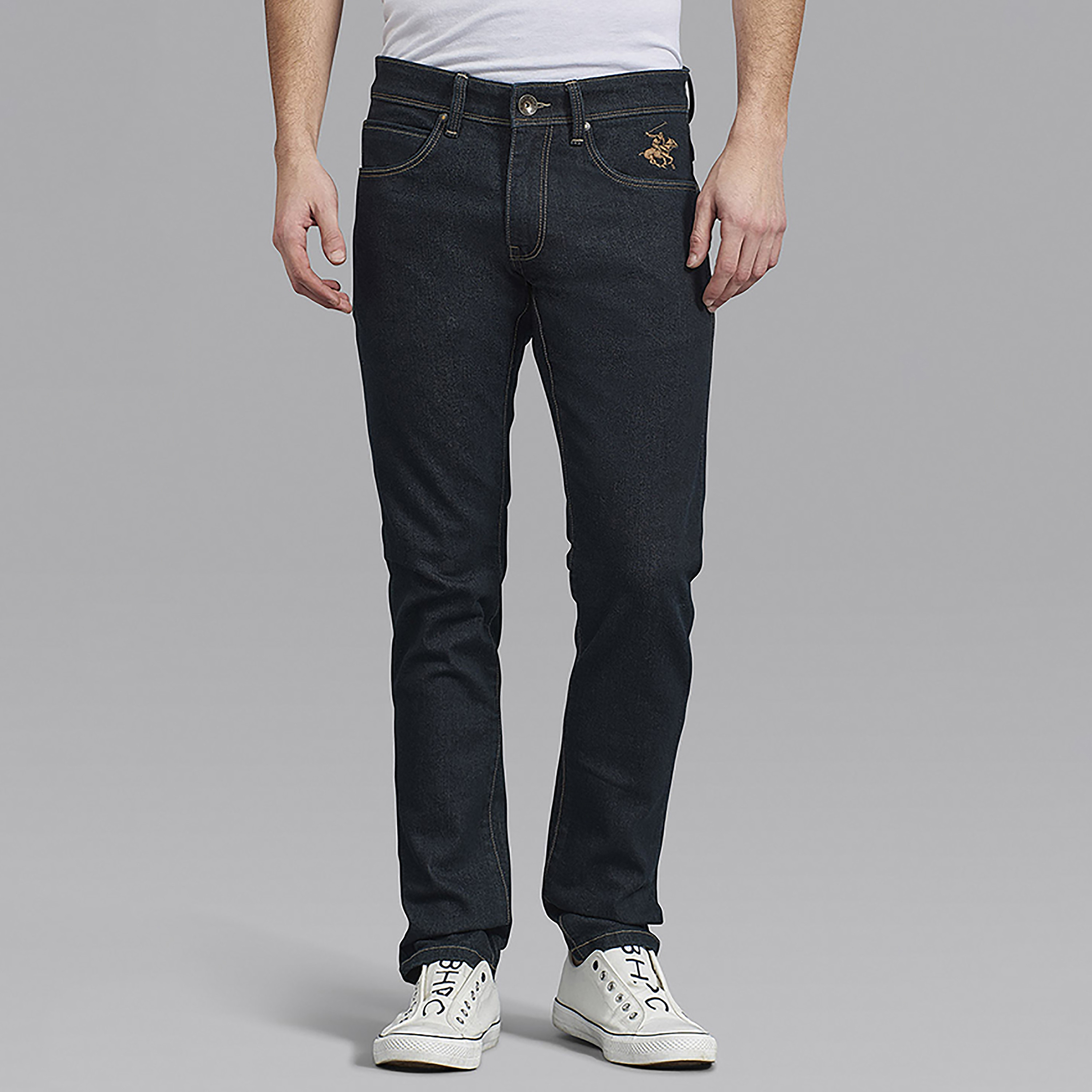 Beverly Hills Polo Club Black Plain Slim Fit Mid Waist Jeans-men-clothing-bottoms-jeans-image-1