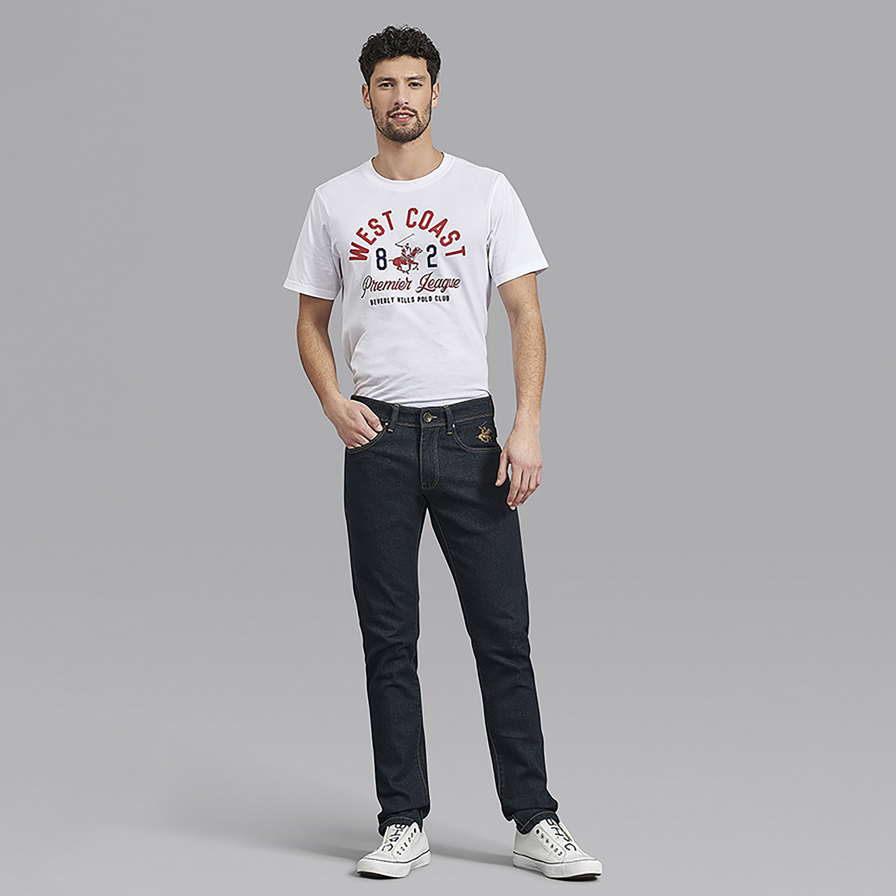Beverly Hills Polo Club Black Plain Slim Fit Mid Waist Jeans-men-clothing-bottoms-jeans-image-2