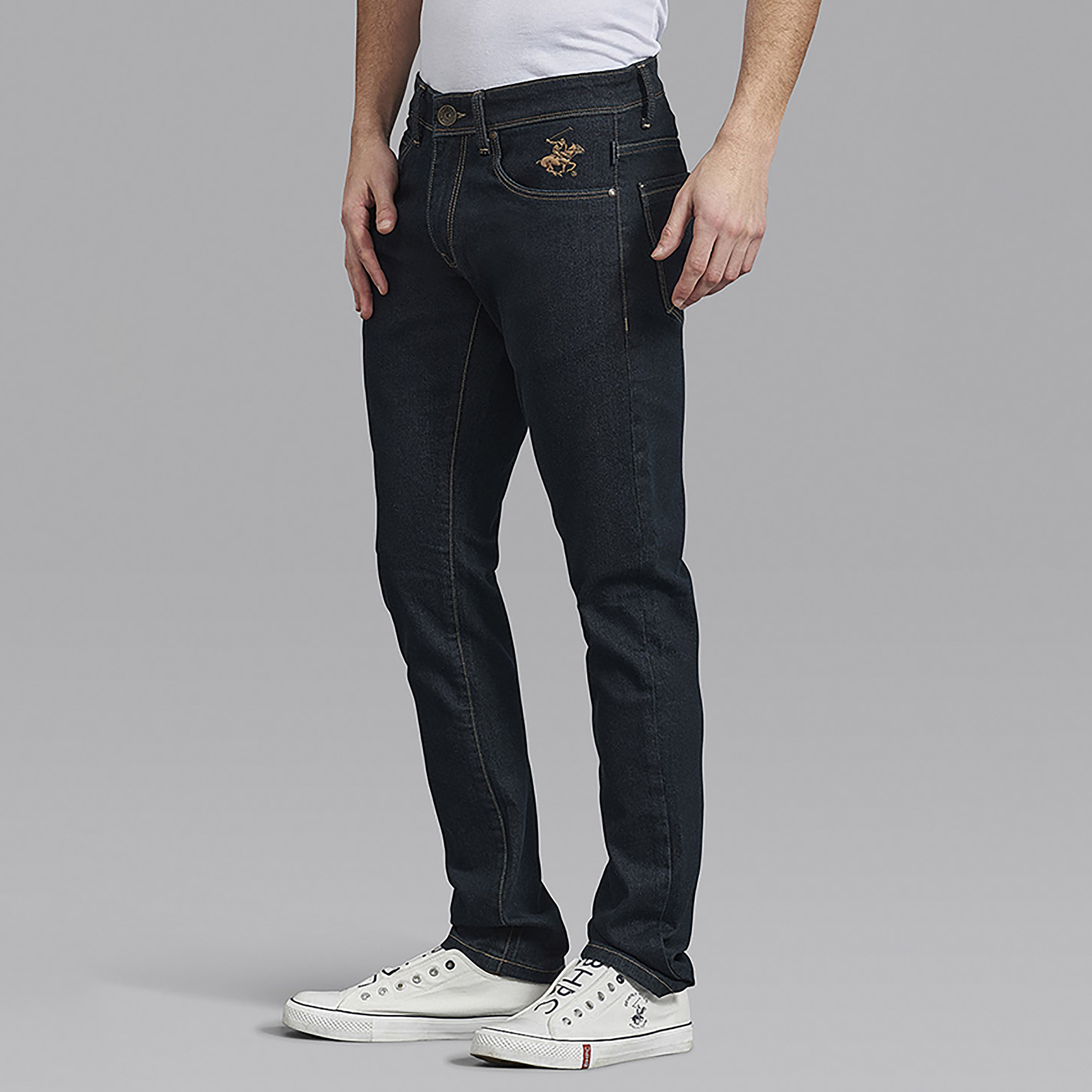 Beverly Hills Polo Club Black Plain Slim Fit Mid Waist Jeans-men-clothing-bottoms-jeans-image-3